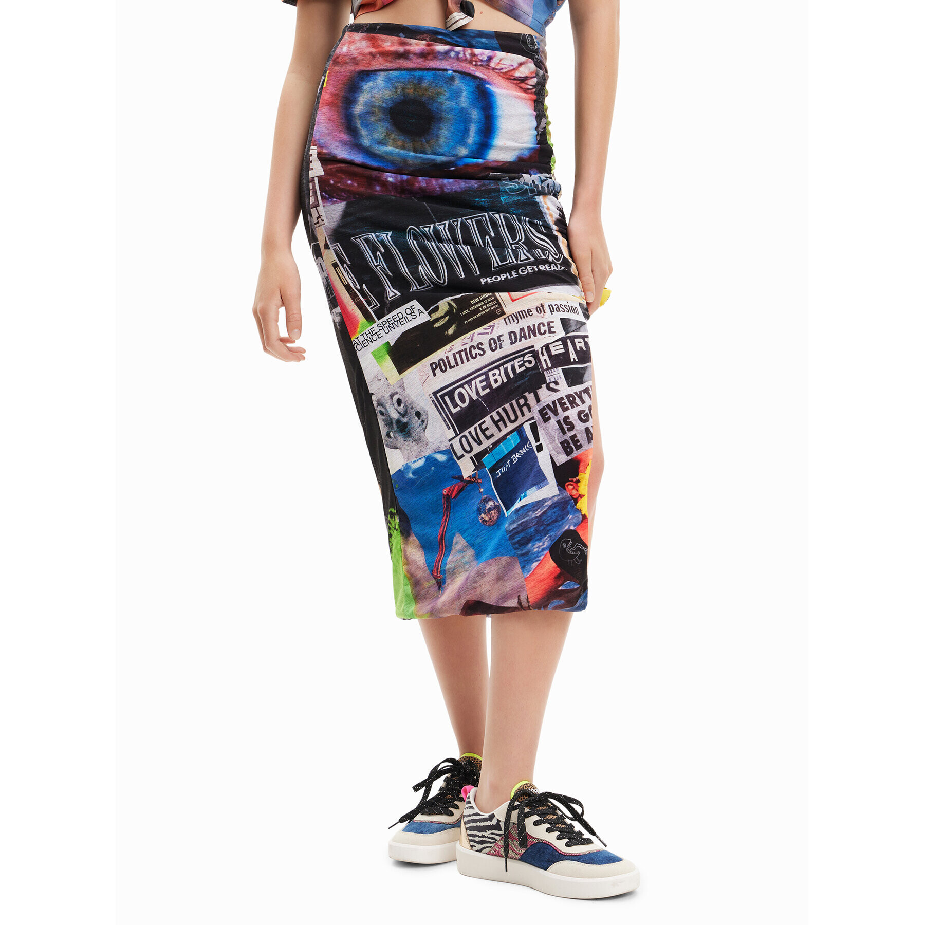 Desigual Midi sukně Posters 23SWFK09 Barevná Slim Fit - Pepit.cz