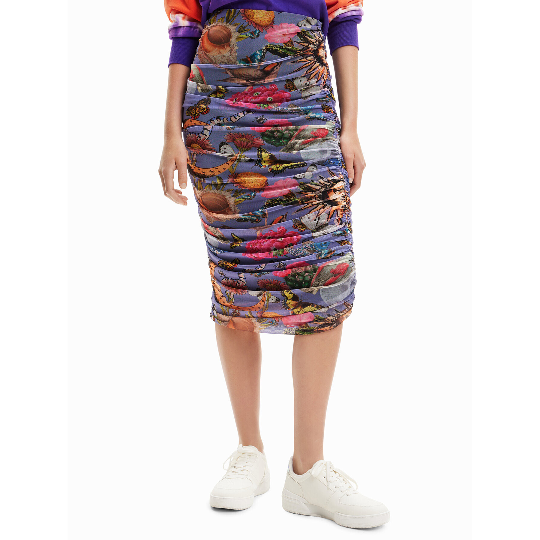 Desigual Midi sukně Vila 23SWFK11 Fialová Slim Fit - Pepit.cz