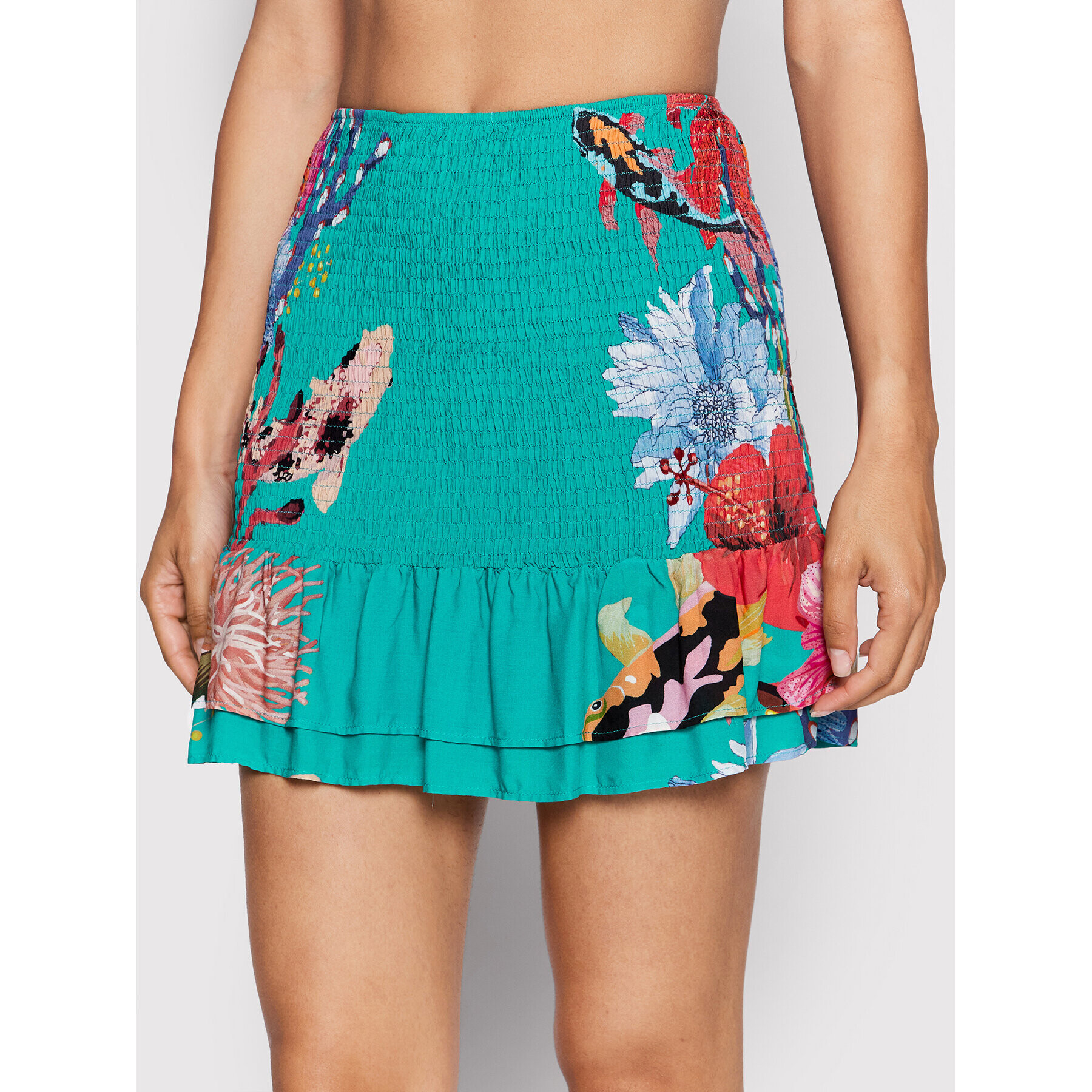 Desigual Mini sukně Dreidra 22SWMW28 Zelená Slim Fit - Pepit.cz