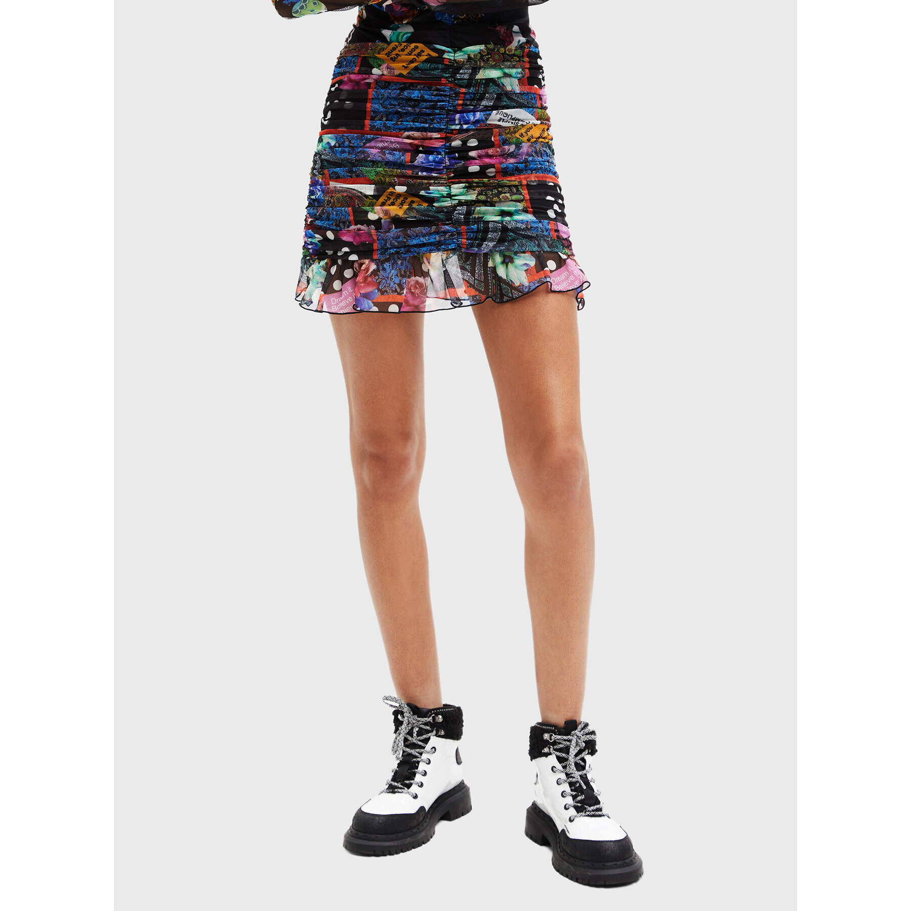 Desigual Mini sukně MONSIEUR CHRISTIAN LACROIX Party 22WWFK04 Barevná Slim Fit - Pepit.cz