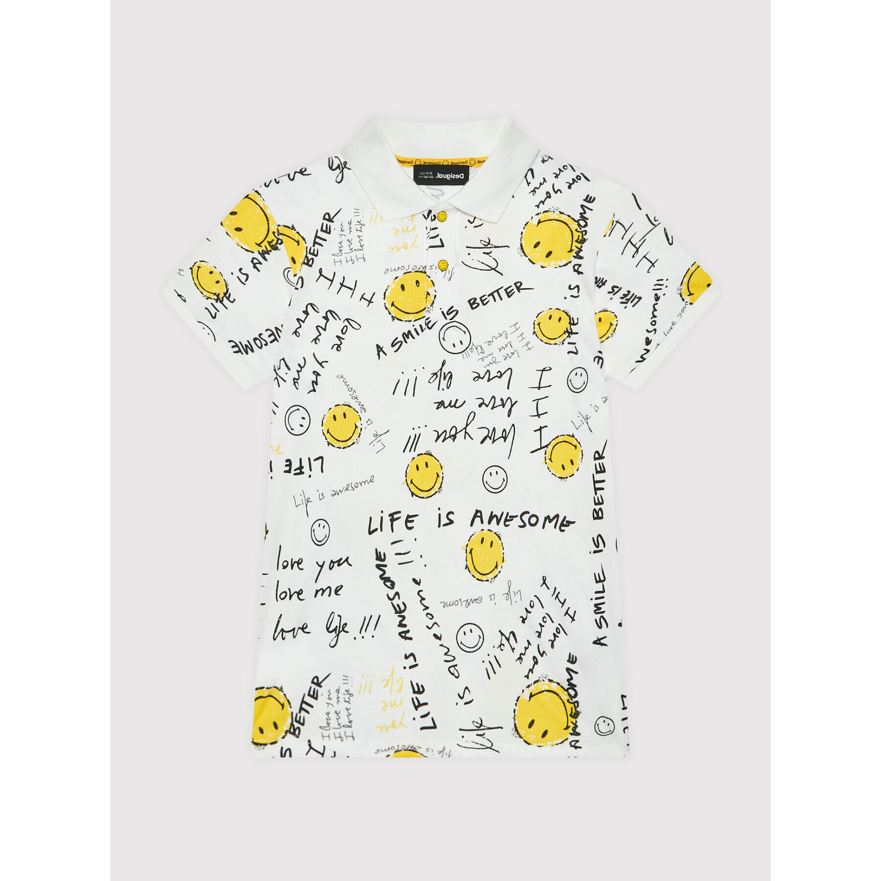 Desigual Polokošile SMILEY Anil 22SBLK03 Bílá Regular Fit - Pepit.cz