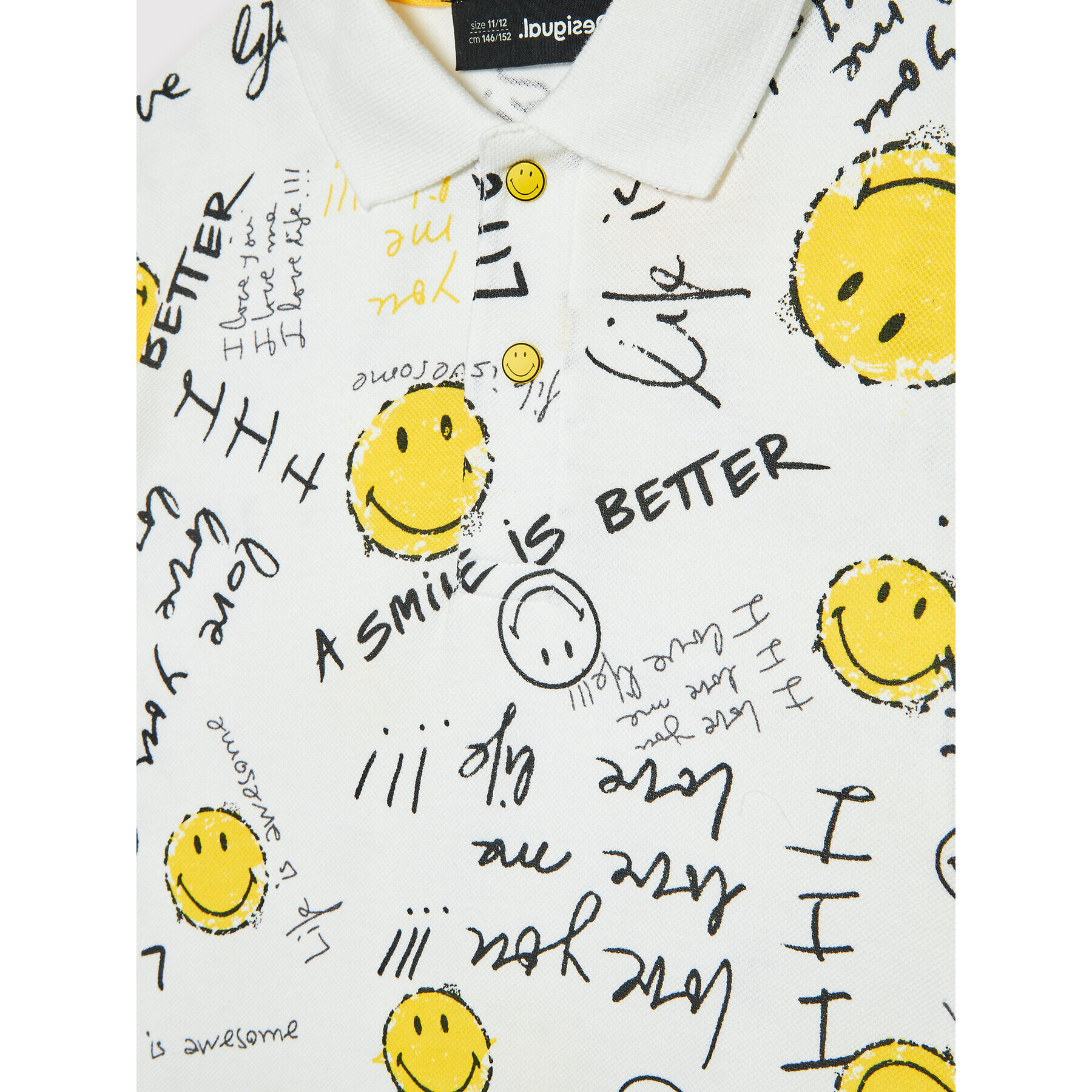 Desigual Polokošile SMILEY Anil 22SBLK03 Bílá Regular Fit - Pepit.cz