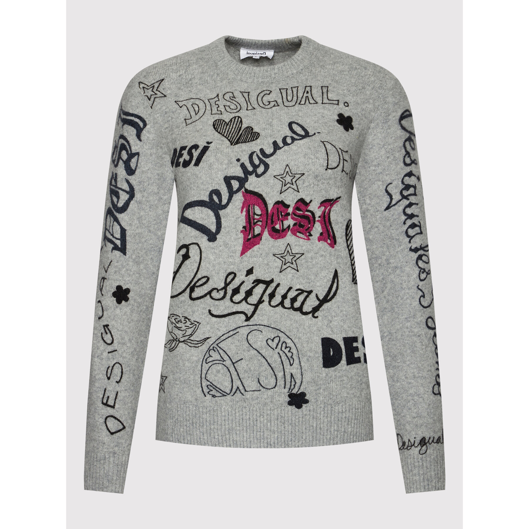 Desigual Svetr Paloma 21WWJFAE Šedá Regular Fit - Pepit.cz