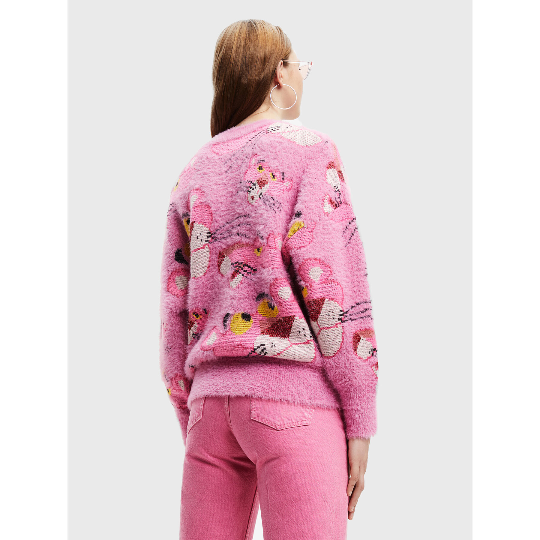 Desigual Svetr PINK PANTHER 22WWJF59 Růžová Oversize - Pepit.cz