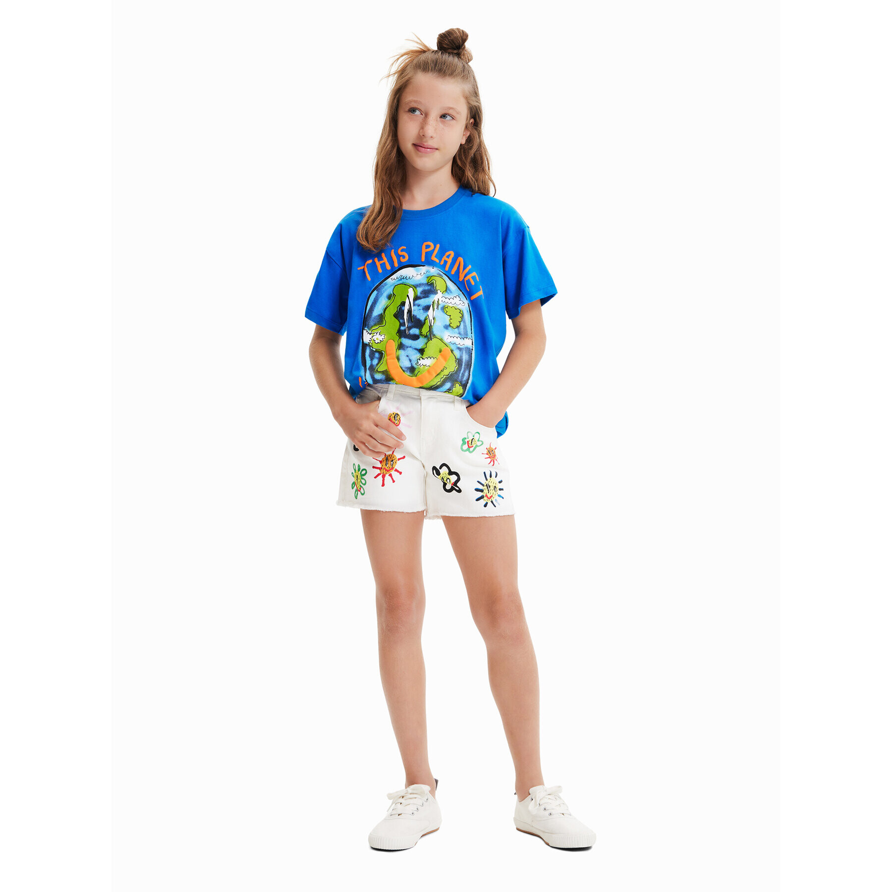 Desigual T-Shirt 23SBTK09 Modrá Regular Fit - Pepit.cz