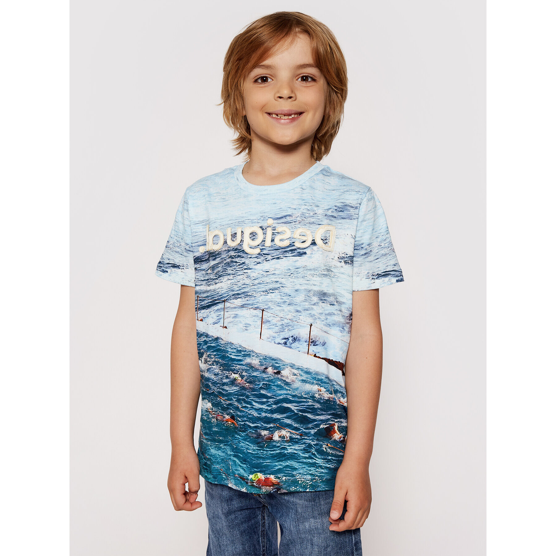 Desigual T-Shirt Julio 21SBTK05 Modrá Regular Fit - Pepit.cz