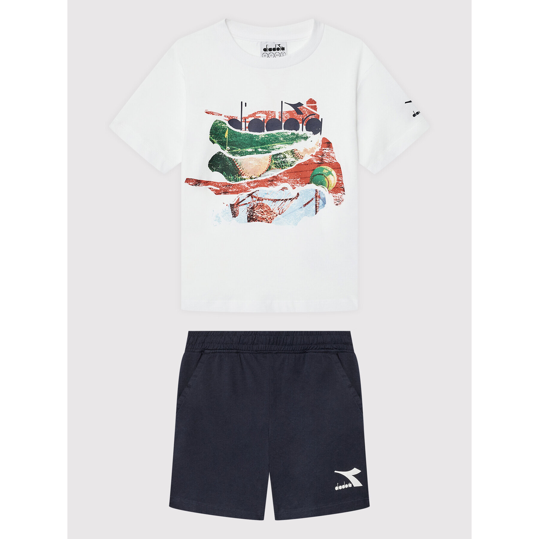 Diadora Sada tričko a sportovní šortky Playground 102.178252 Bílá Regular Fit - Pepit.cz