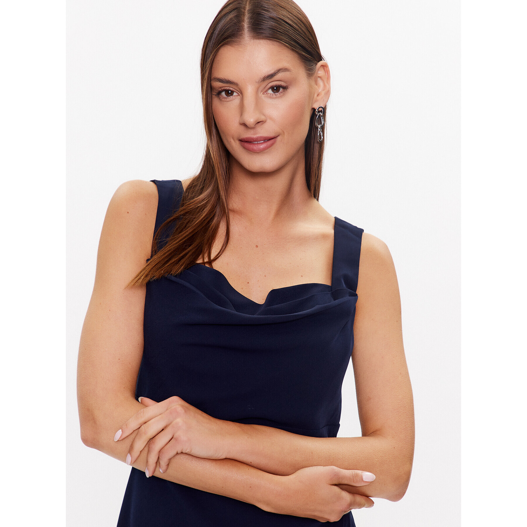 DKNY Koktejlové šaty Cowl Neck Sleeveless DD3C3620 Tmavomodrá Regular Fit - Pepit.cz