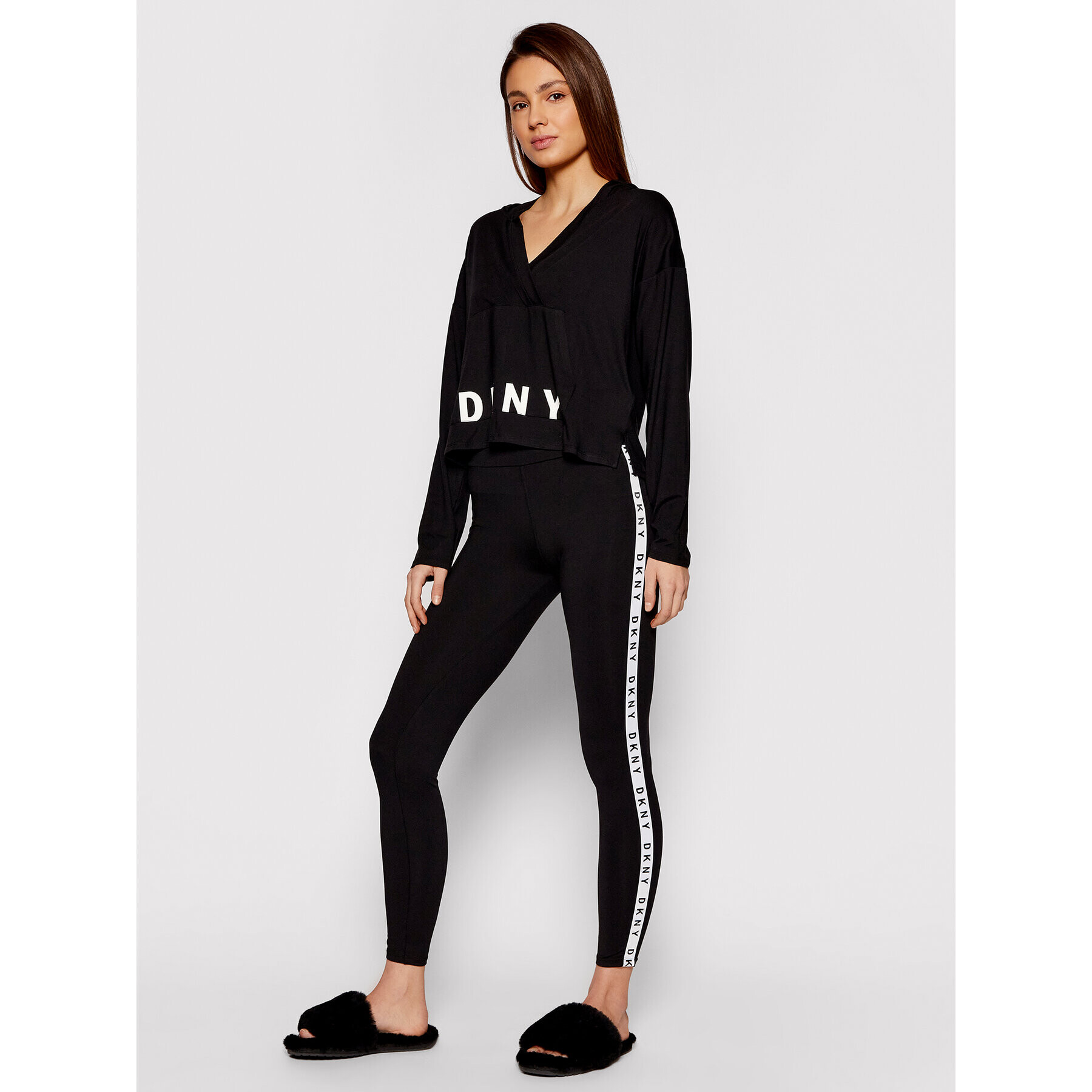 DKNY Pyžamové kalhoty YI3822471 Černá Slim Fit - Pepit.cz