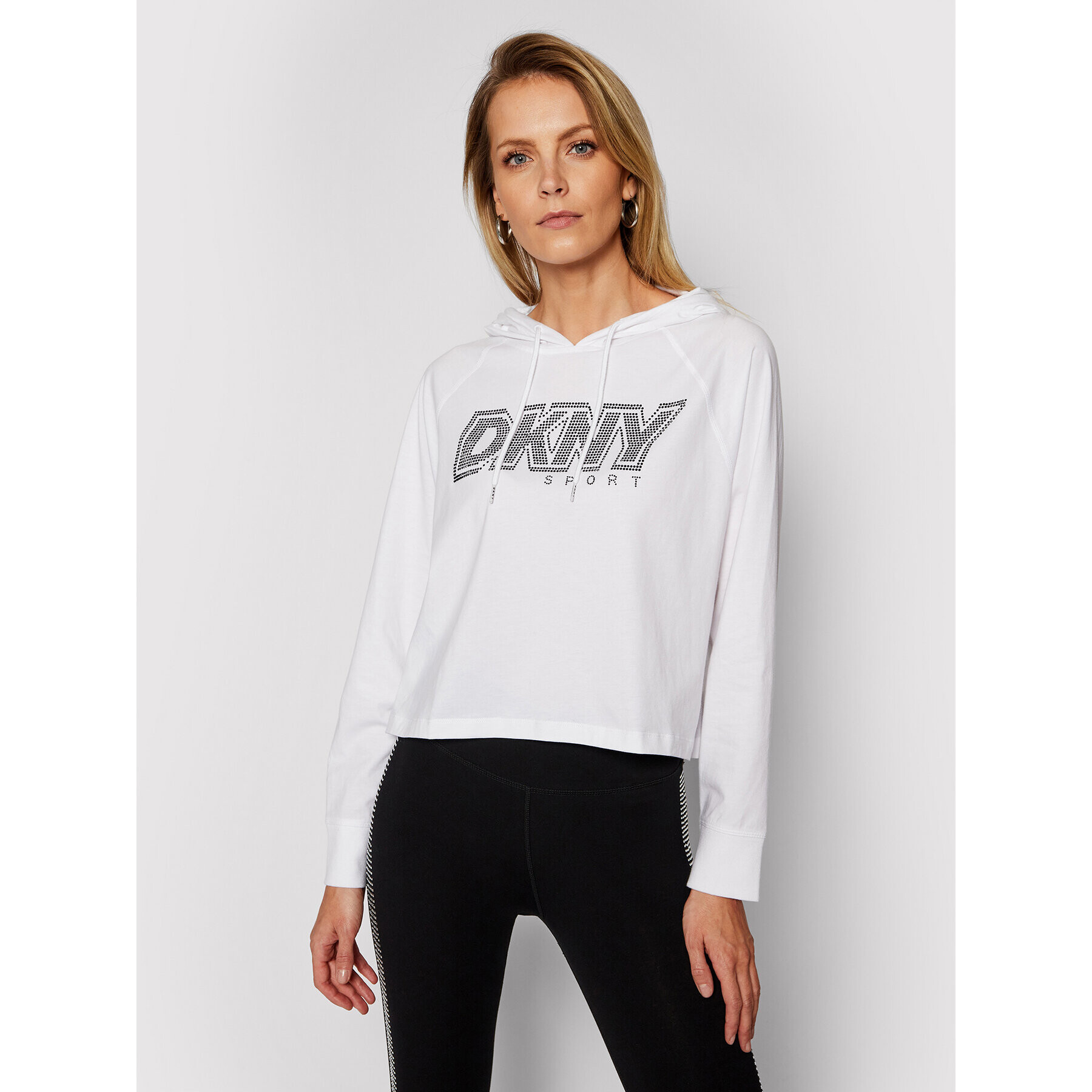 DKNY Sport Mikina DP0T7476 Bílá Cropped Fit - Pepit.cz