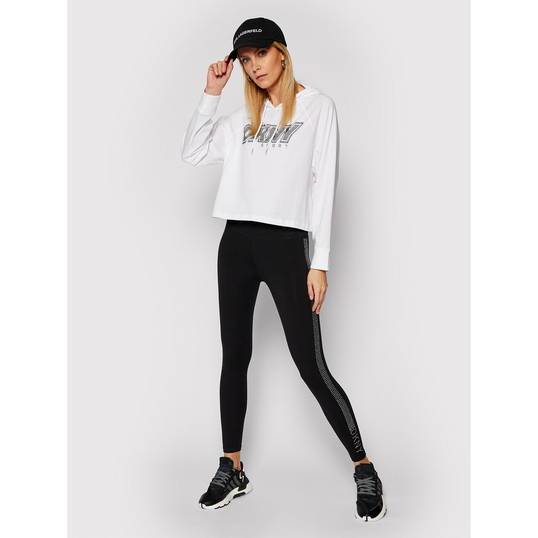 DKNY Sport Mikina DP0T7476 Bílá Cropped Fit - Pepit.cz