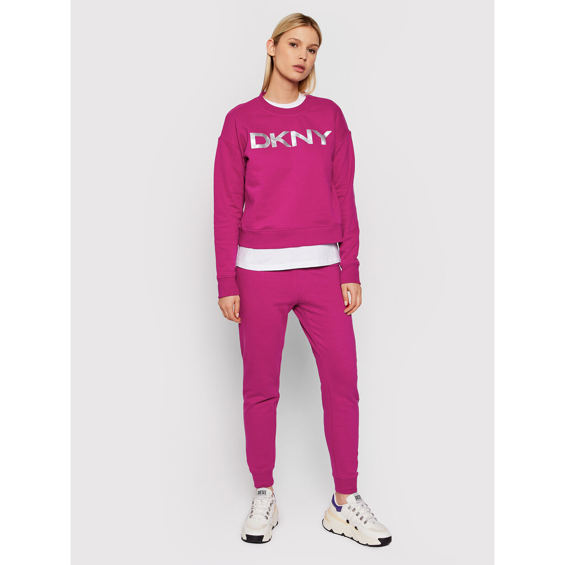 DKNY Sport Mikina DP1T7974 Růžová Relaxed Fit - Pepit.cz