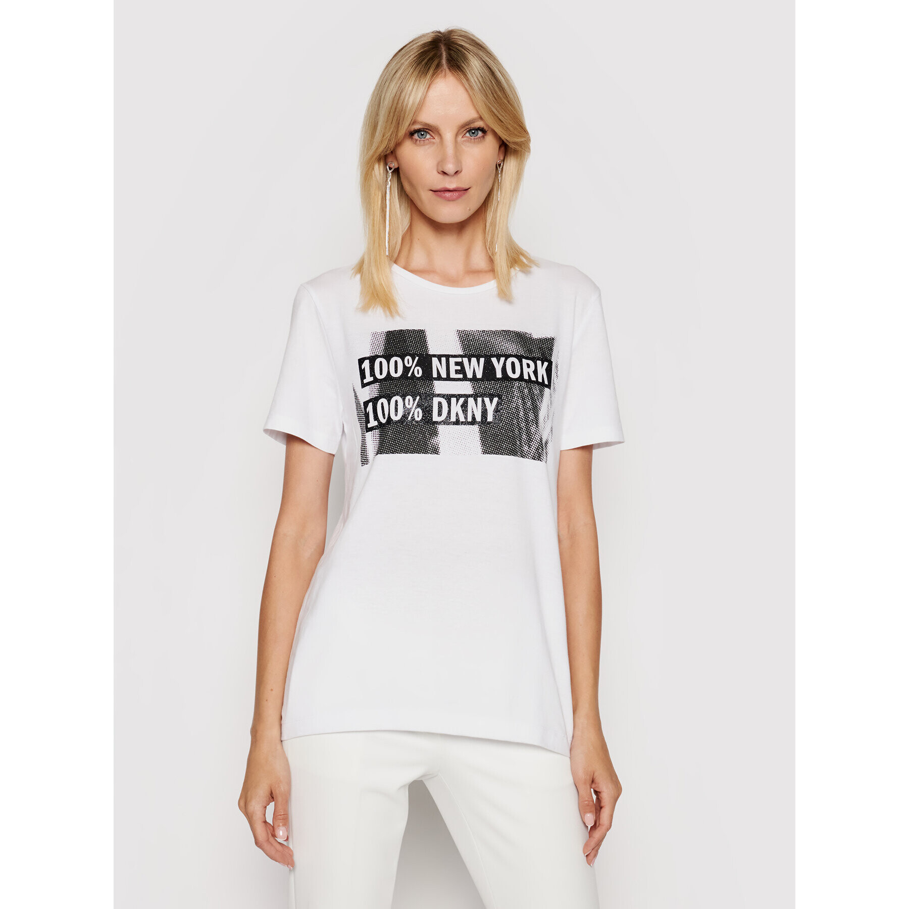 DKNY T-Shirt P02HBCNA Bílá Regular Fit - Pepit.cz