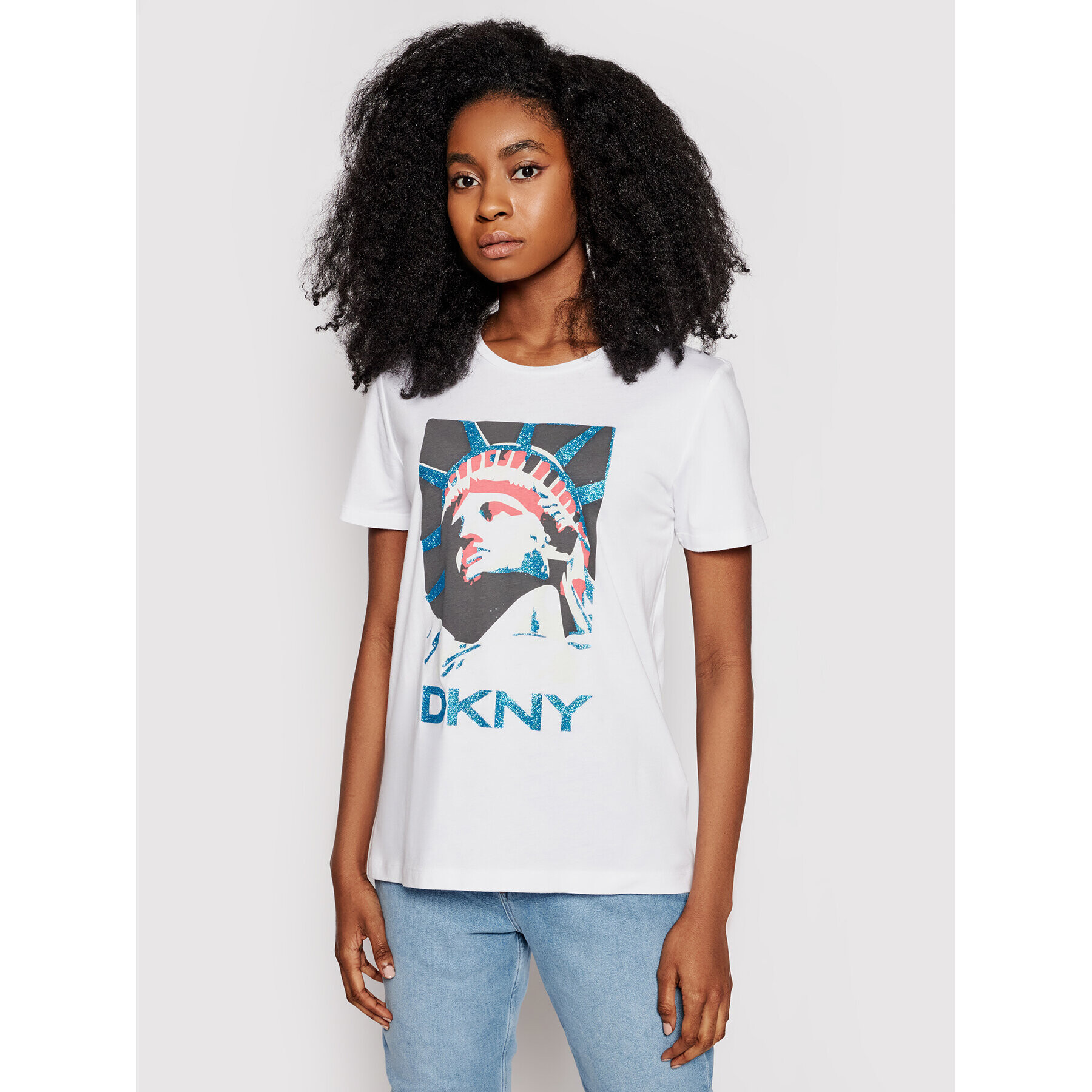 DKNY T-Shirt P0DBFCNA Bílá Regular Fit - Pepit.cz