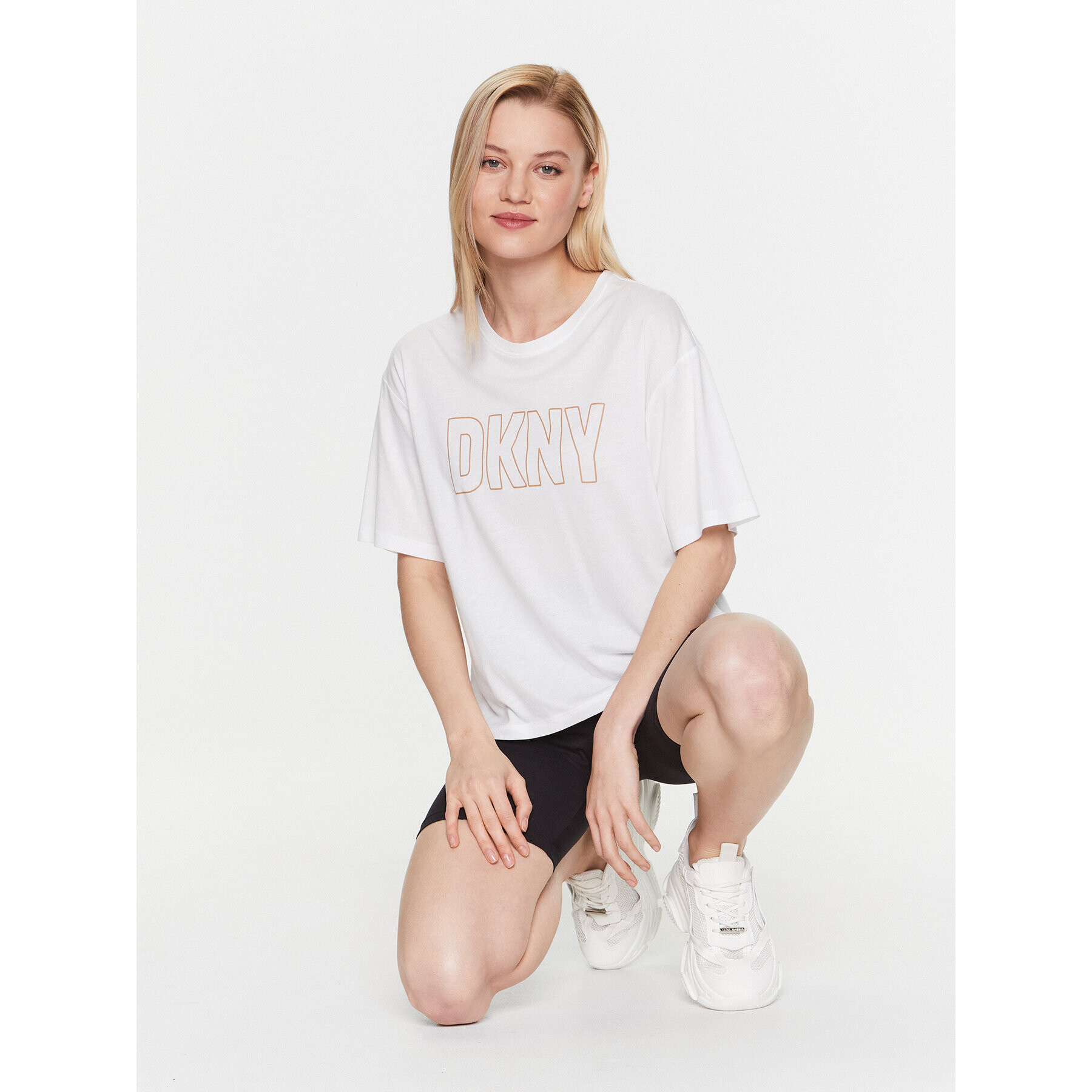 DKNY T-Shirt YI2222654 Bílá Relaxed Fit - Pepit.cz