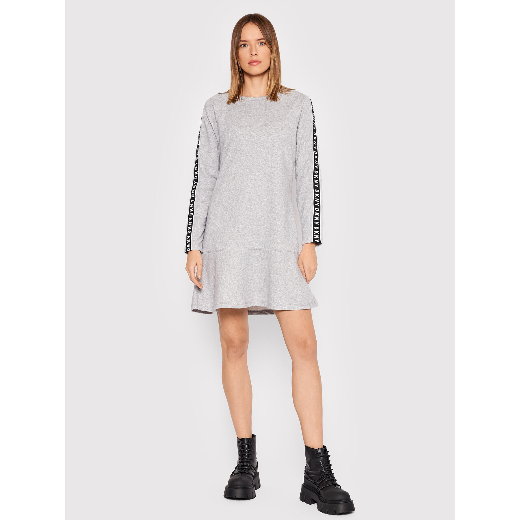 DKNY Úpletové šaty DD1GD244 Šedá Relaxed Fit - Pepit.cz