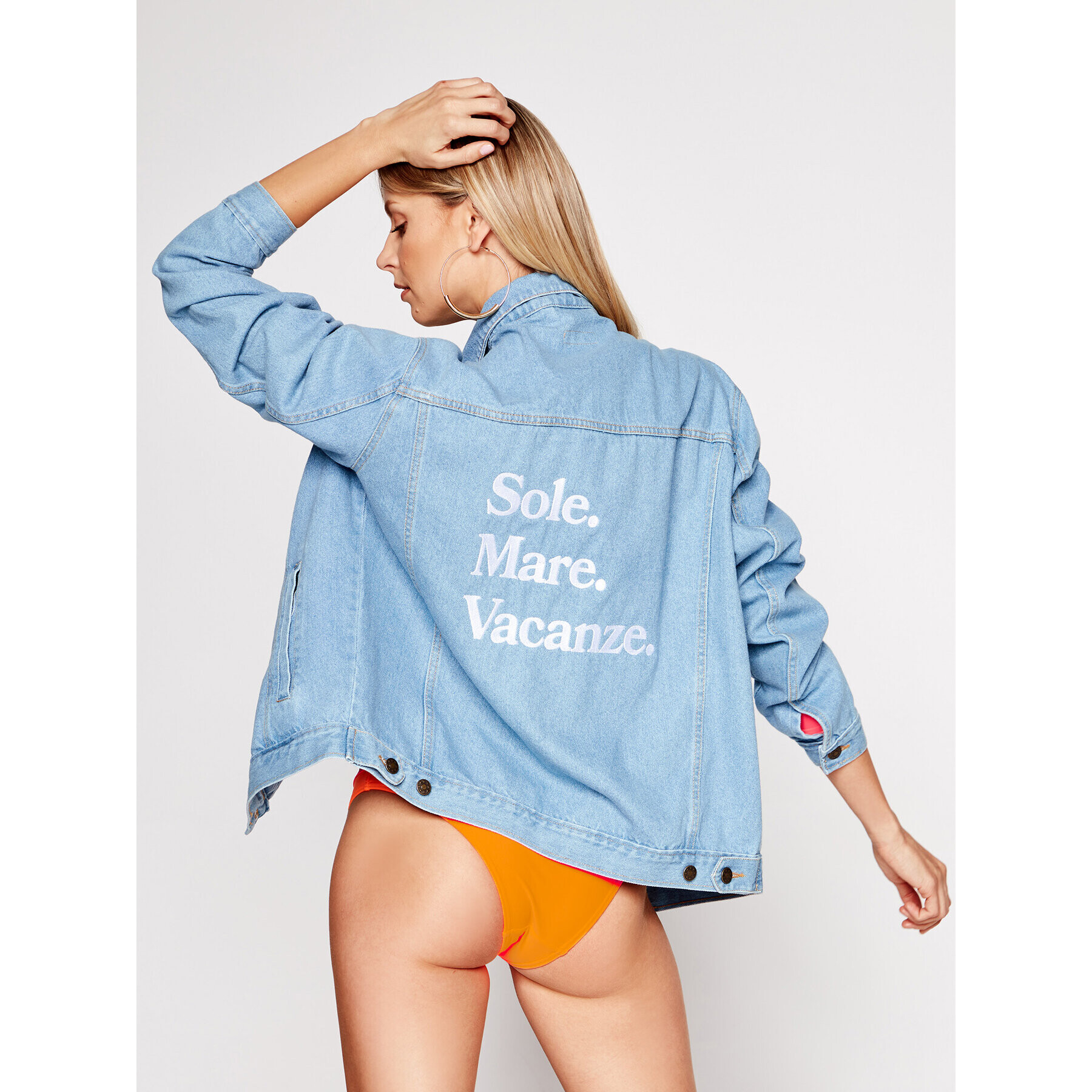 Drivemebikini Jeansová bunda Sole Mare Vacanze 2019-DRV-012_LB Modrá Oversize - Pepit.cz