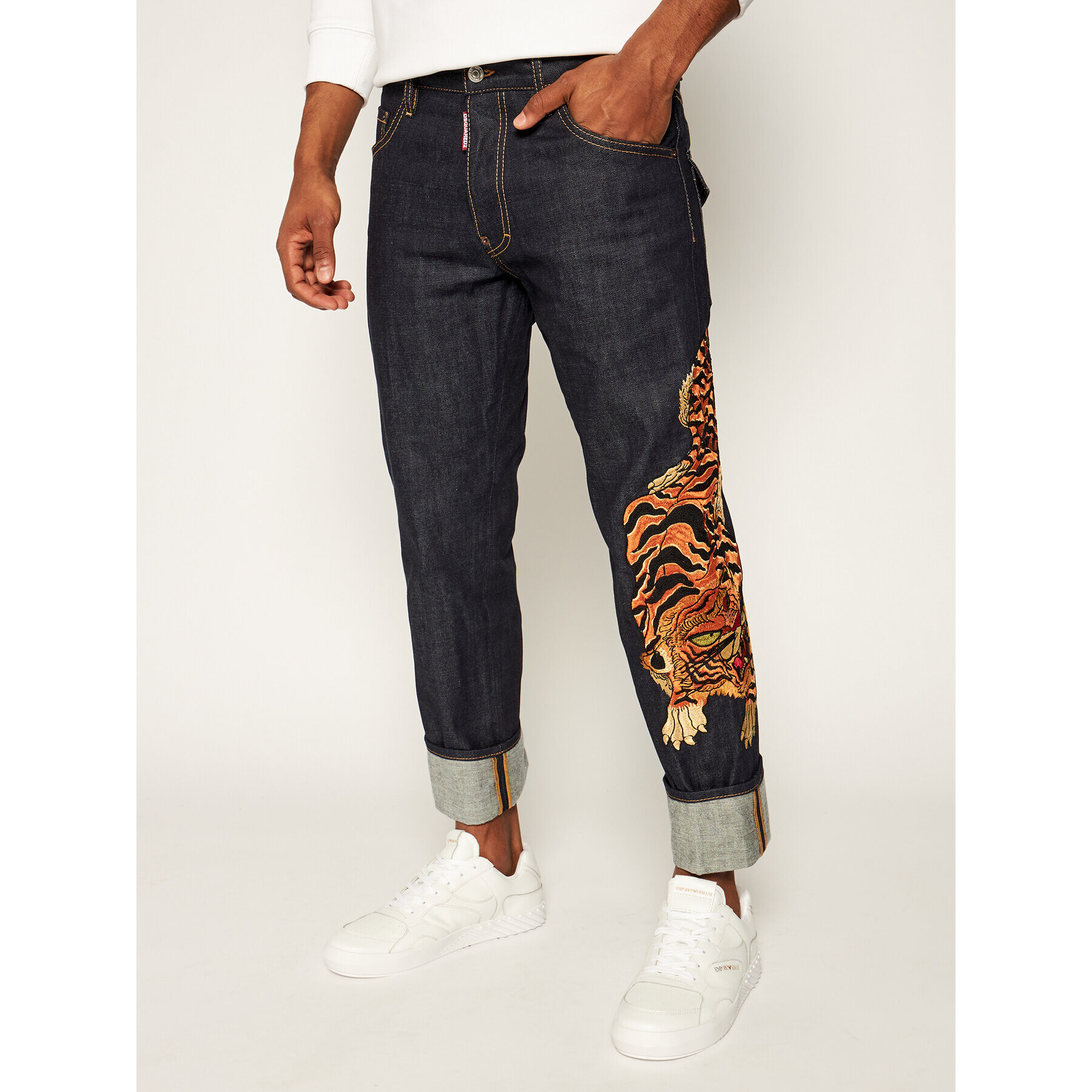 Dsquared2 Jeansy Run Dan S71LB0746 Tmavomodrá Slim Fit - Pepit.cz