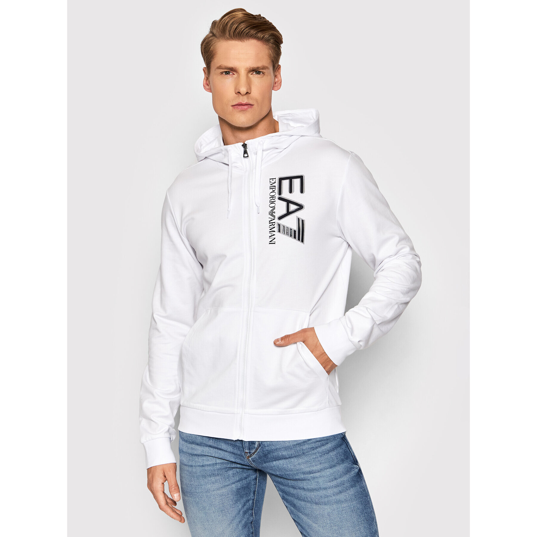 EA7 Emporio Armani Mikina 6KPM53 PJ05Z 1100 Bílá Regular Fit - Pepit.cz