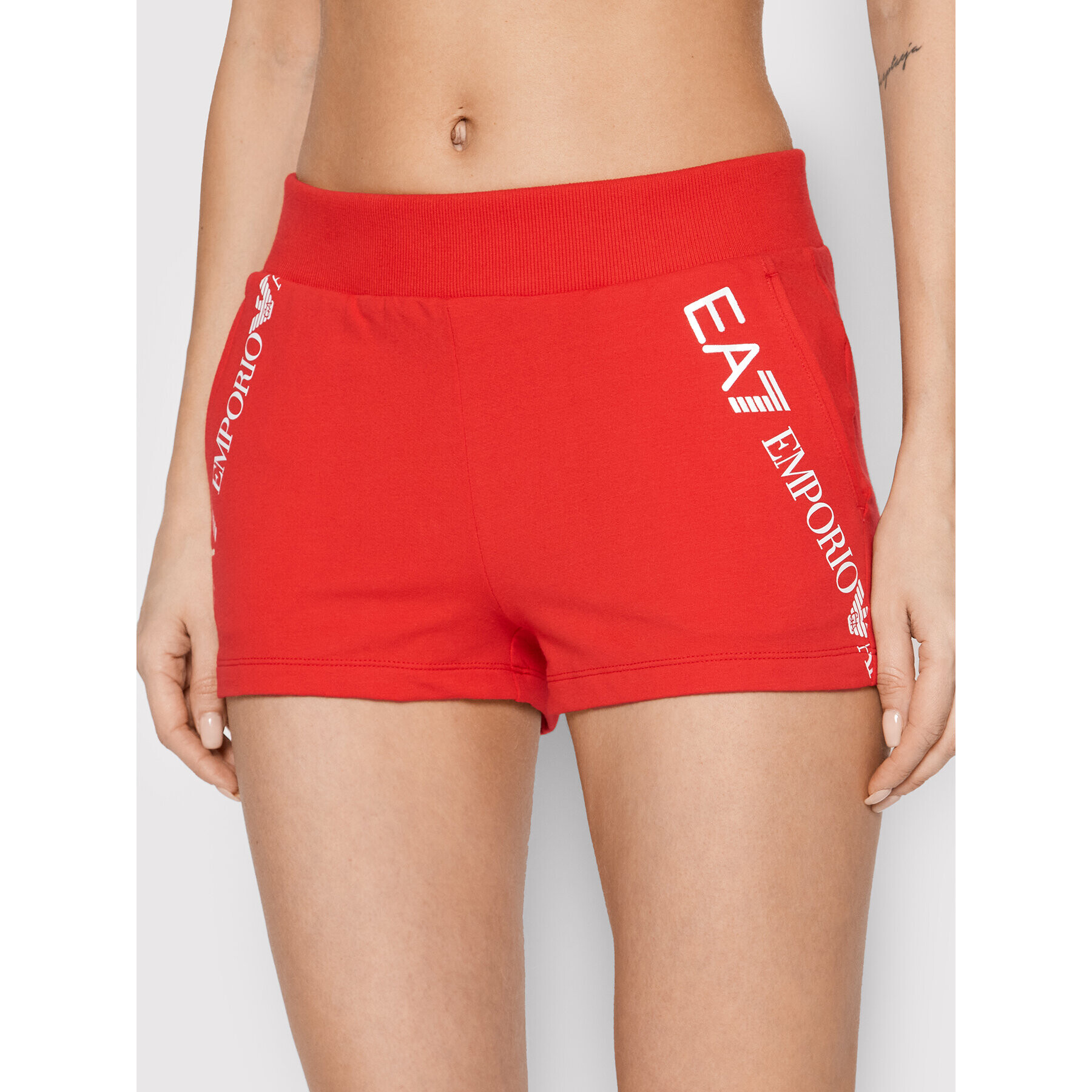 EA7 Emporio Armani Sportovní kraťasy 3LTS54 TJCQZ 1465 Červená Regular Fit - Pepit.cz