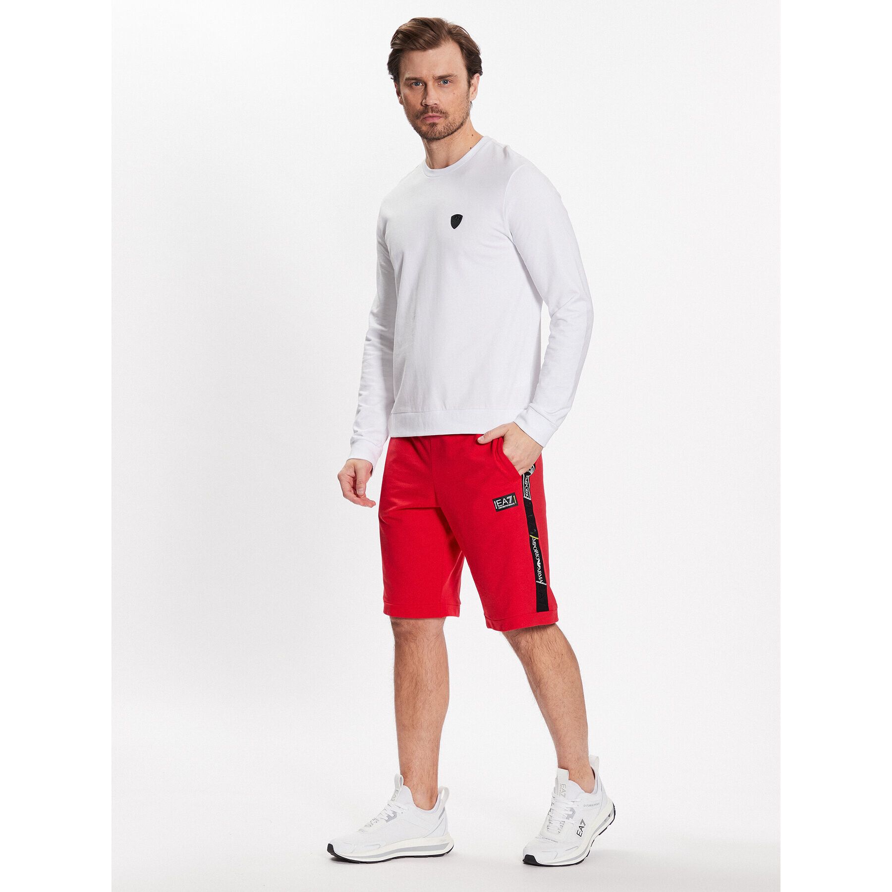 EA7 Emporio Armani Sportovní kraťasy 3RPS56 PJ05Z 1451 Červená Regular Fit - Pepit.cz