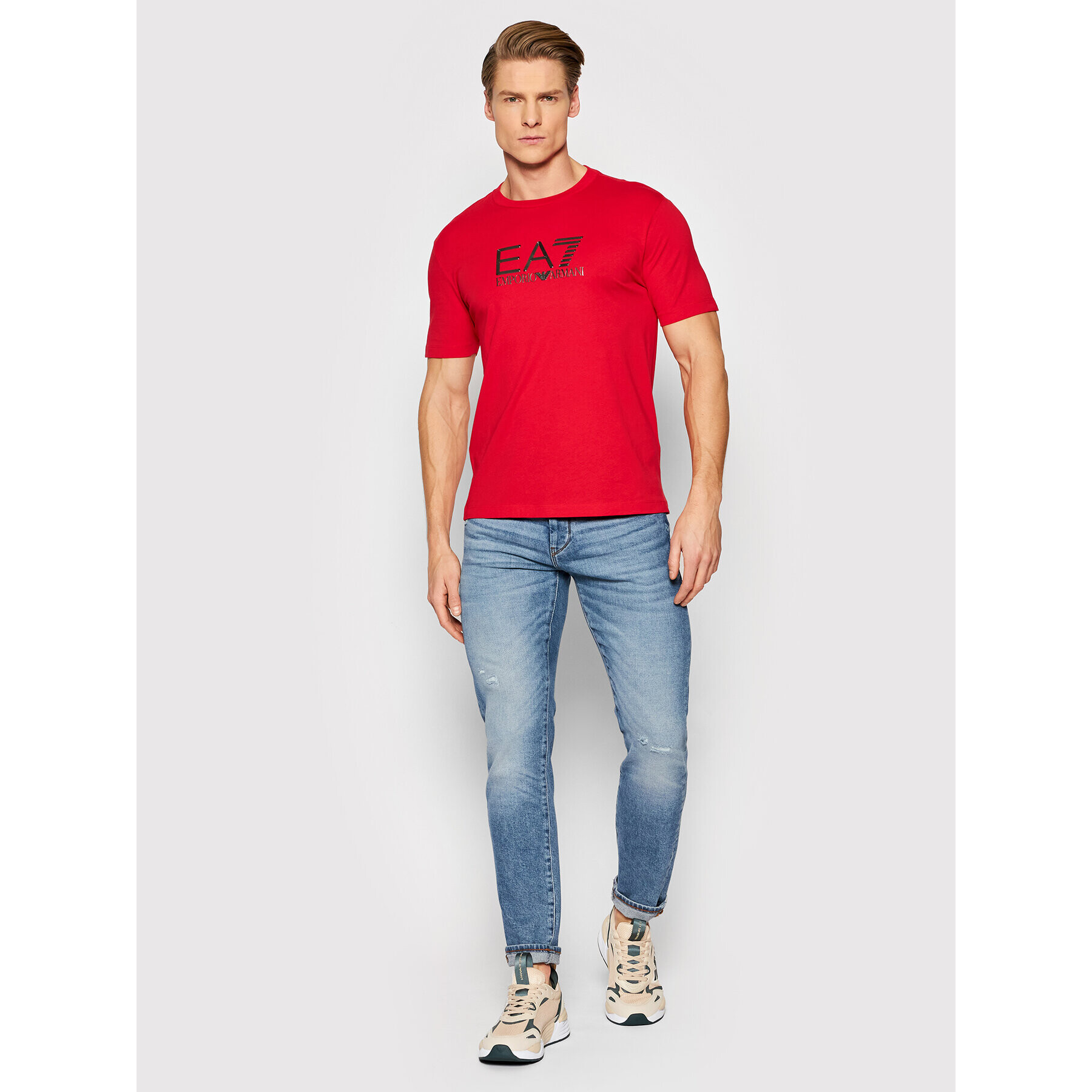 EA7 Emporio Armani T-Shirt 3LPT71 PJM9Z 1451 Červená Slim Fit - Pepit.cz