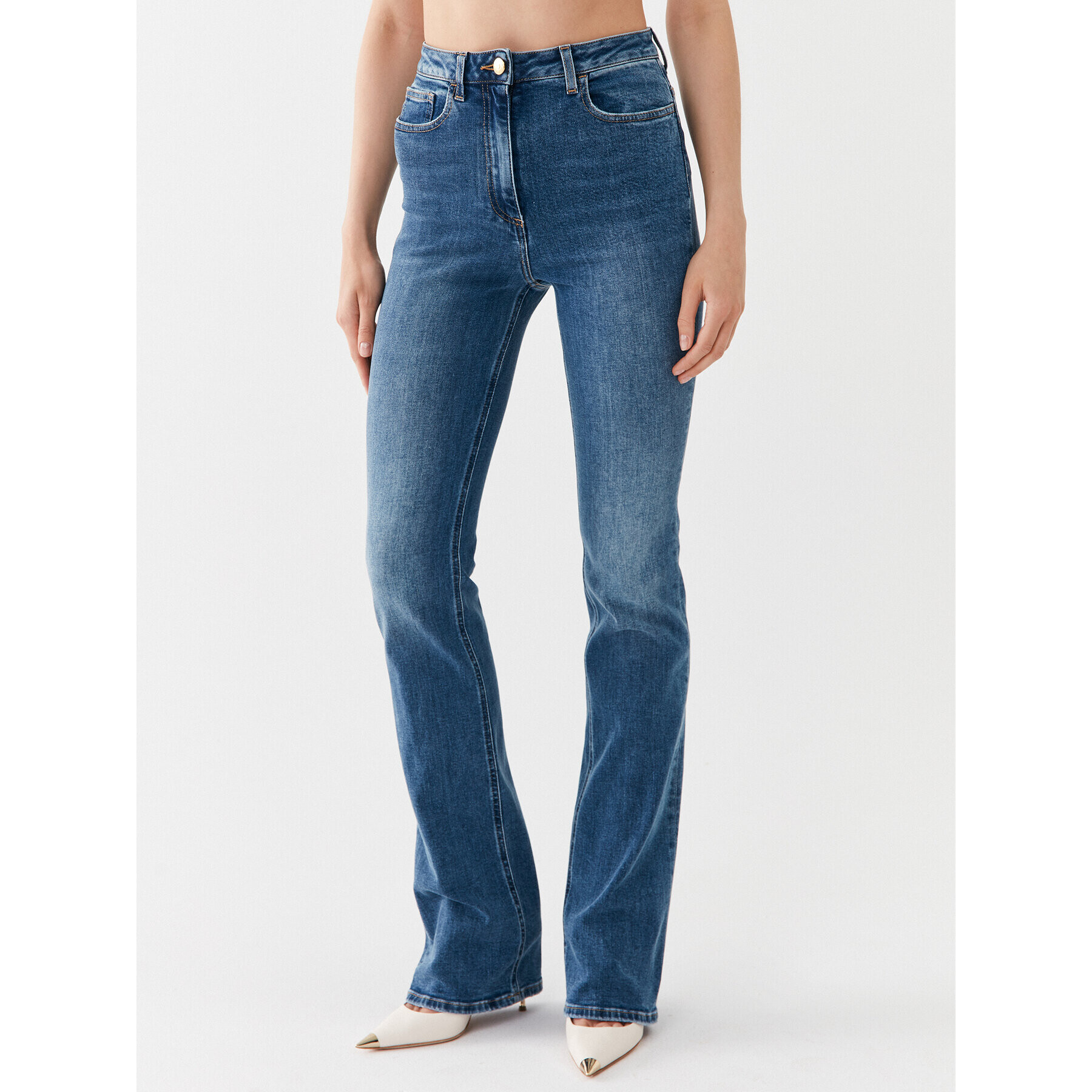 Elisabetta Franchi Jeansy PJ-26I-36E2-V350 Modrá Flare Fit - Pepit.cz