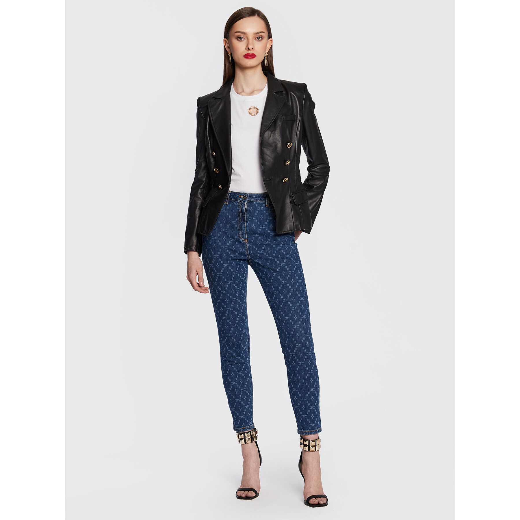 Elisabetta Franchi Jeansy PJ-72D-31E2-V350 Tmavomodrá Skinny Fit - Pepit.cz