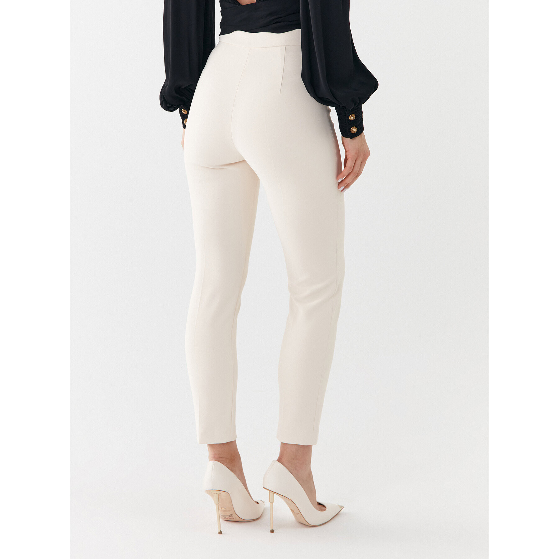 Elisabetta Franchi Kalhoty z materiálu PA-005-36E2-V280 Béžová Slim Fit - Pepit.cz