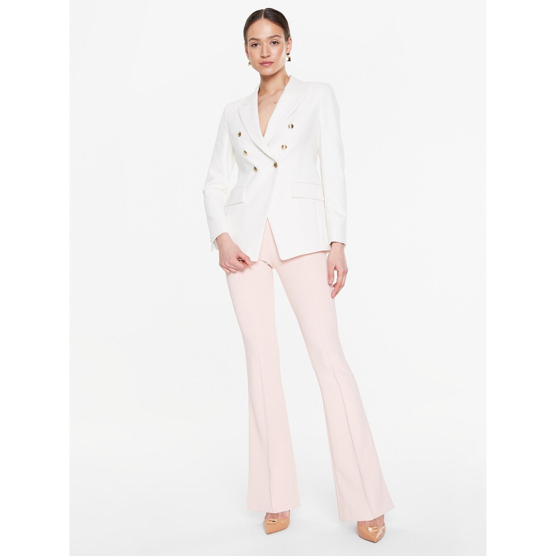 Elisabetta Franchi Kalhoty z materiálu PA-054-31E2-V250 Růžová Slim Fit - Pepit.cz