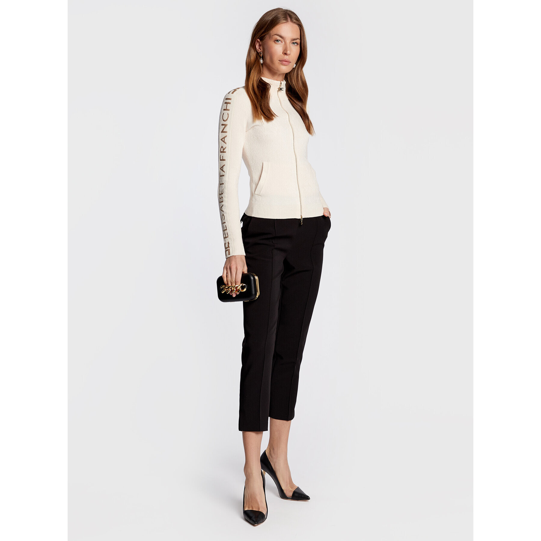 Elisabetta Franchi Kardigan MK-44S-26E2-V370 Béžová Slim Fit - Pepit.cz