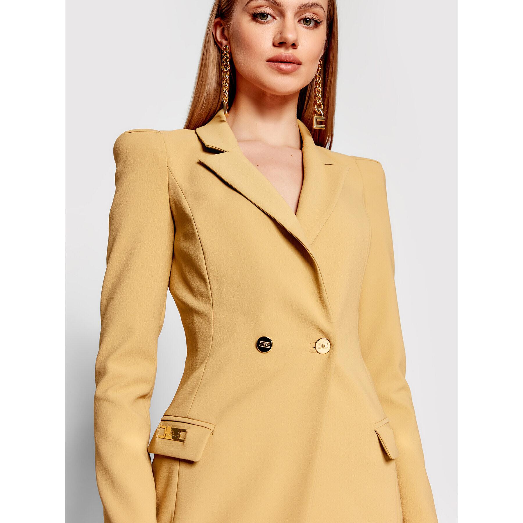 Elisabetta Franchi Koktejlové šaty AB-069-21E2-V450 Béžová Slim Fit - Pepit.cz