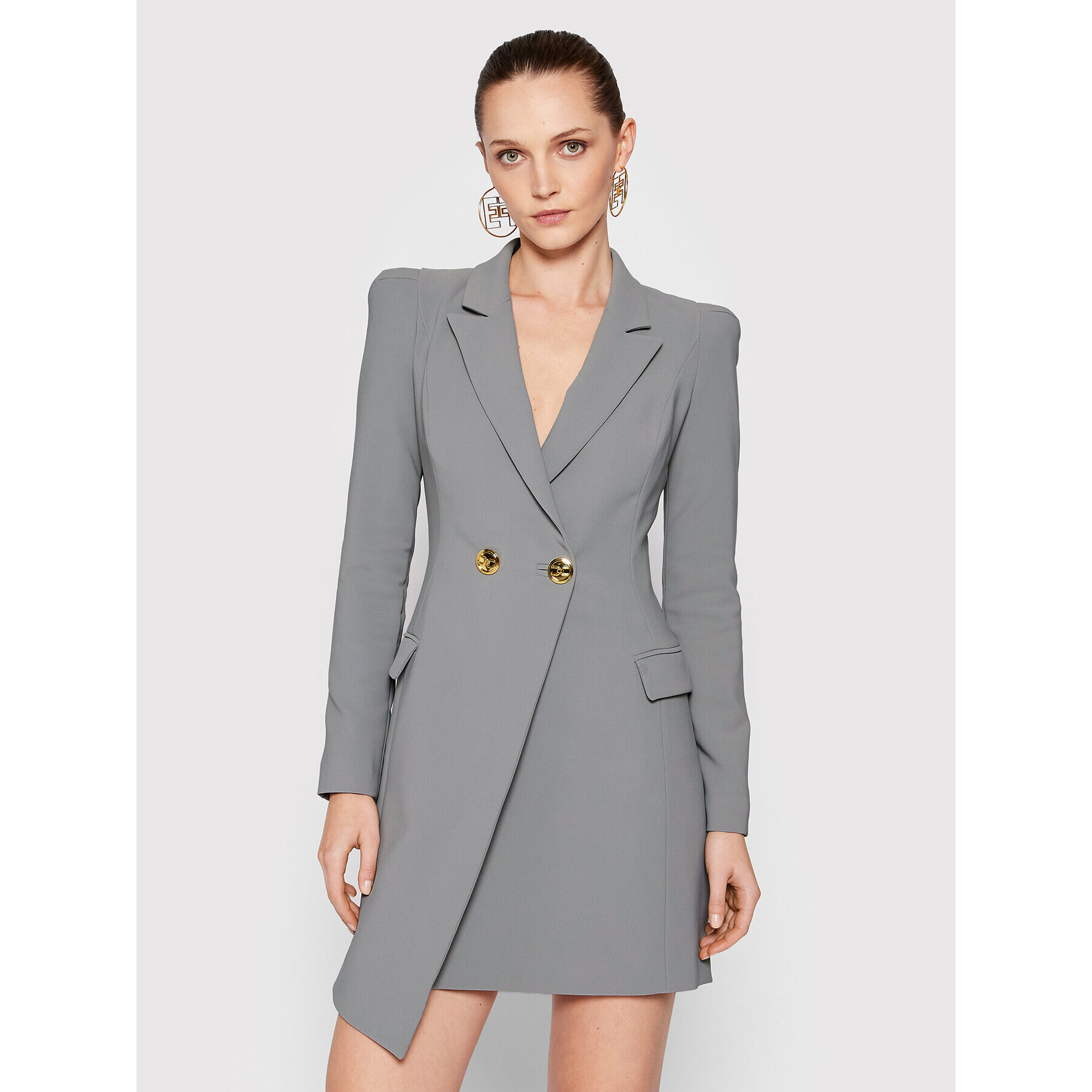 Elisabetta Franchi Koktejlové šaty AB-091-16E3-V449 Šedá Slim Fit - Pepit.cz