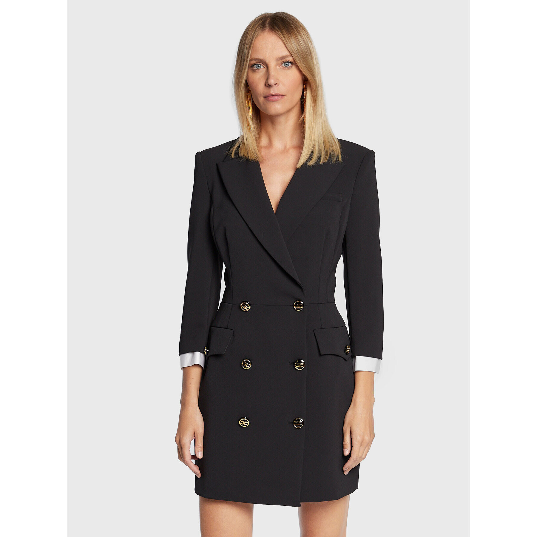 Elisabetta Franchi Koktejlové šaty AB-117-26E2-V590 Černá Slim Fit - Pepit.cz