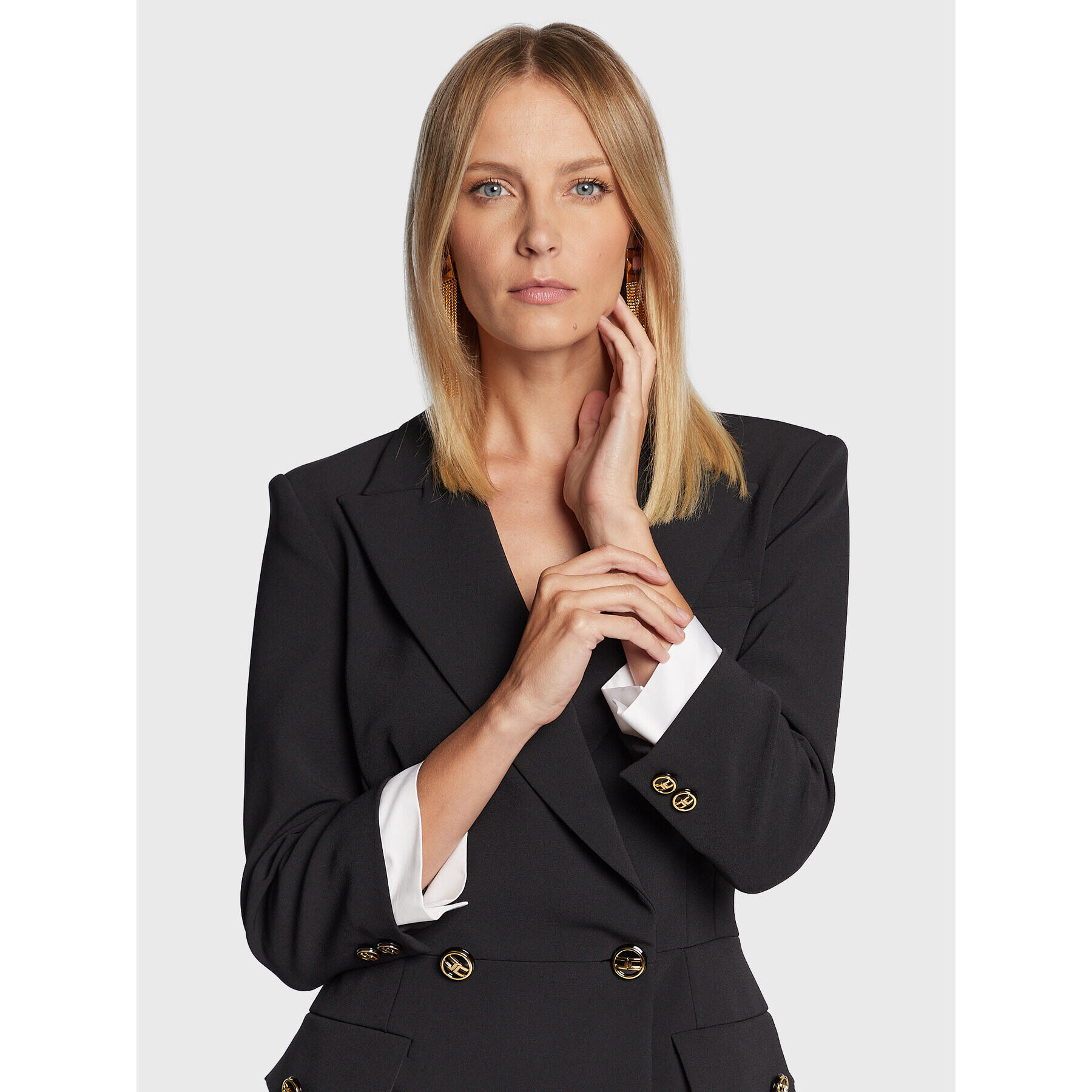 Elisabetta Franchi Koktejlové šaty AB-117-26E2-V590 Černá Slim Fit - Pepit.cz