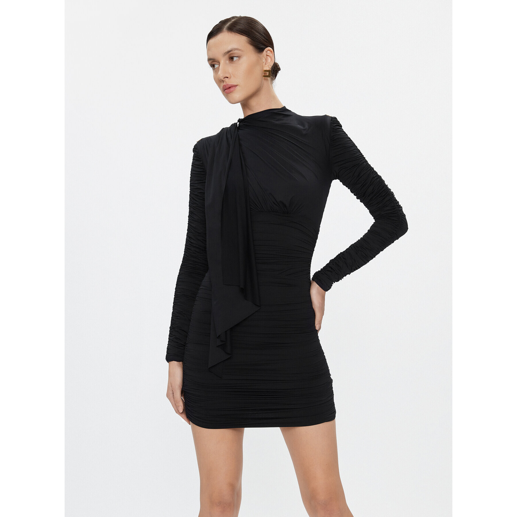 Elisabetta Franchi Koktejlové šaty AB-398-37E2-V450 Černá Slim Fit - Pepit.cz