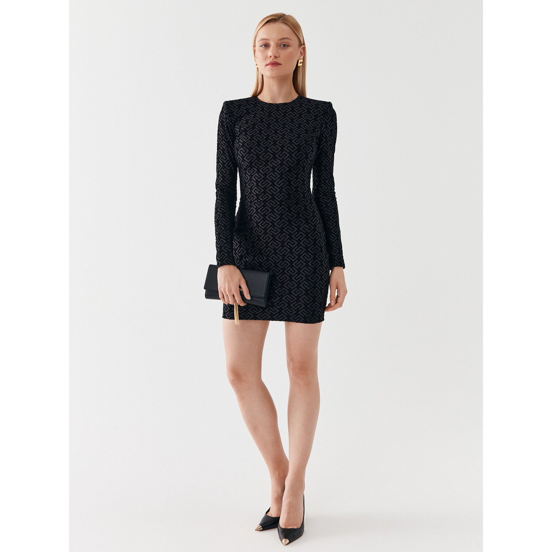 Elisabetta Franchi Koktejlové šaty AB-424-36E2-V450 Černá Slim Fit - Pepit.cz