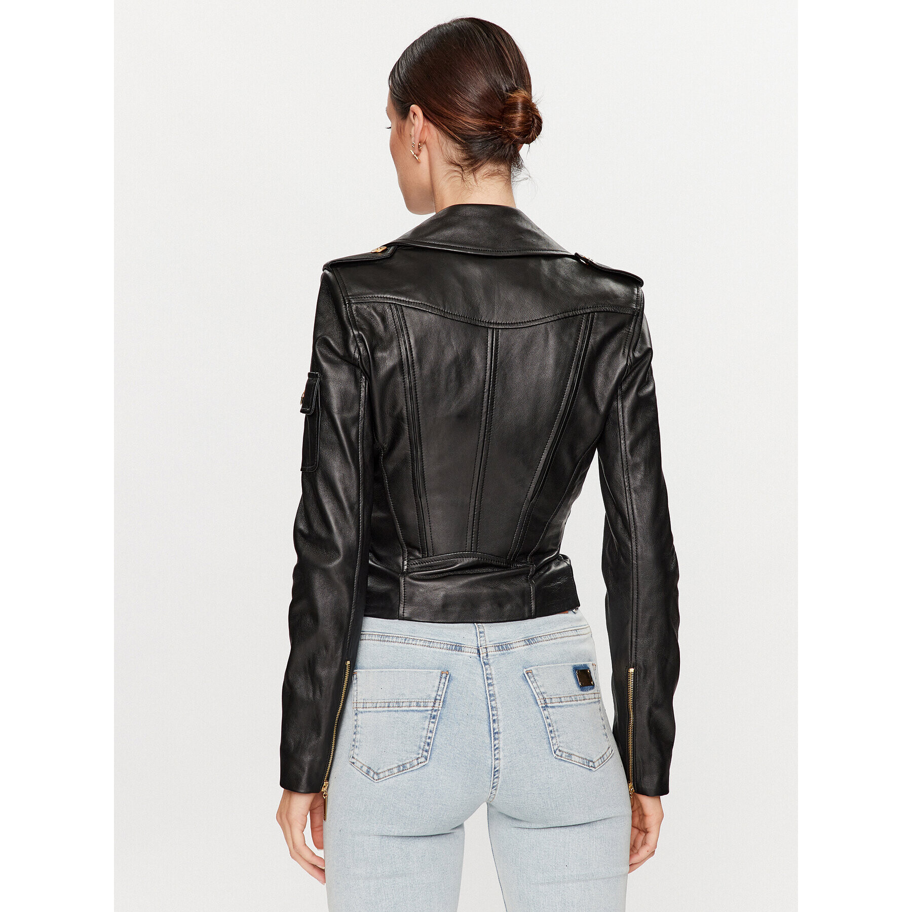 Elisabetta Franchi Kožená bunda GD-30Z-36E2-V1000 Černá Slim Fit - Pepit.cz