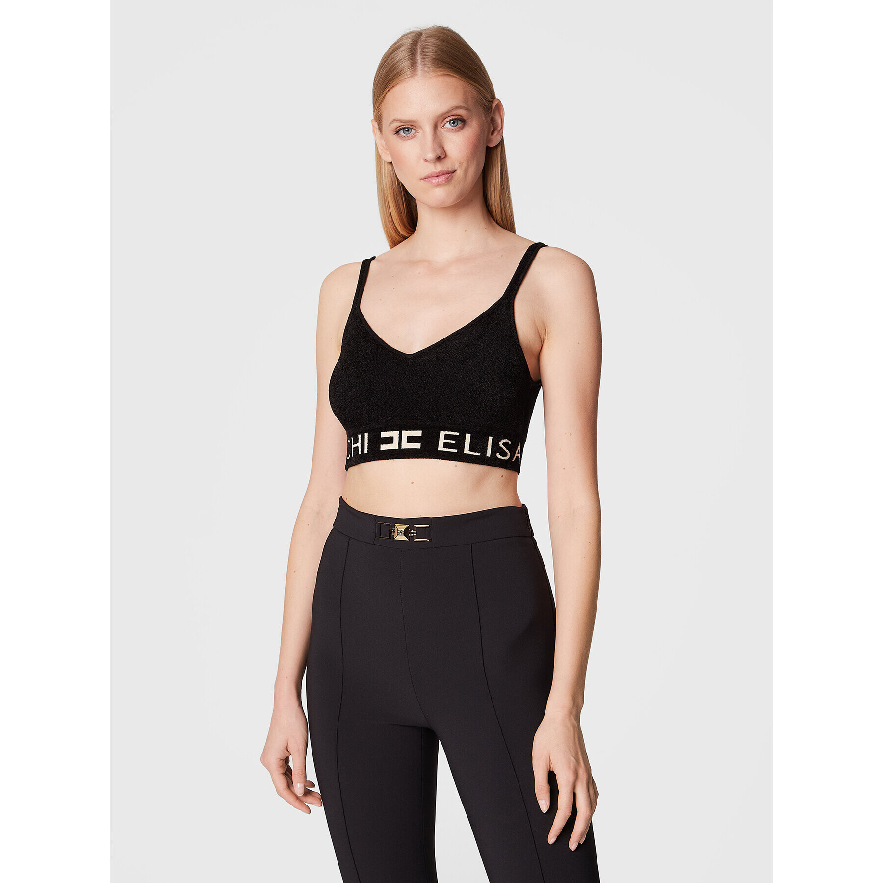 Elisabetta Franchi Top TK-51S-26E2-V200 Černá Slim Fit - Pepit.cz