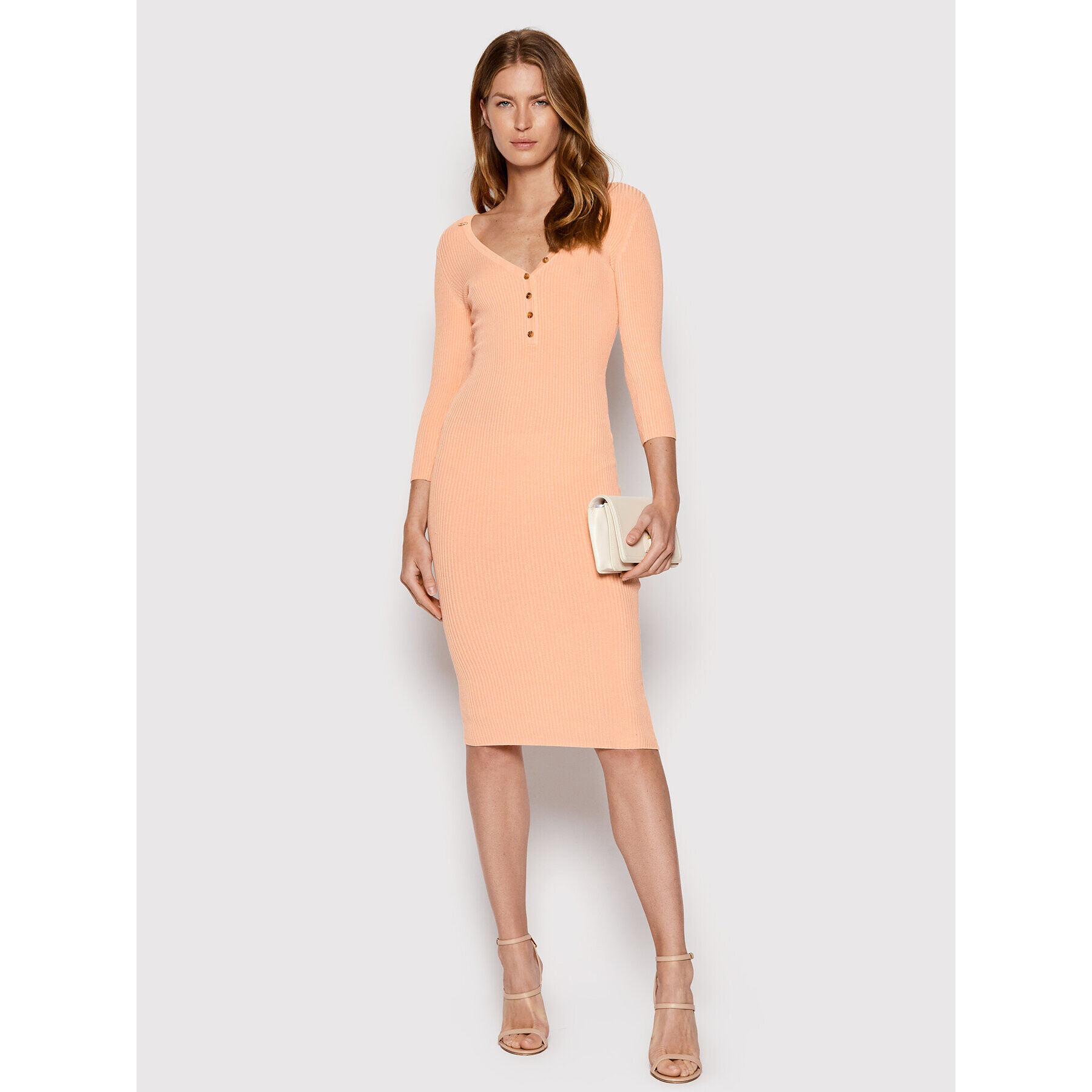 Elisabetta Franchi Úpletové šaty AM-22S-22E2-V280 Oranžová Slim Fit - Pepit.cz