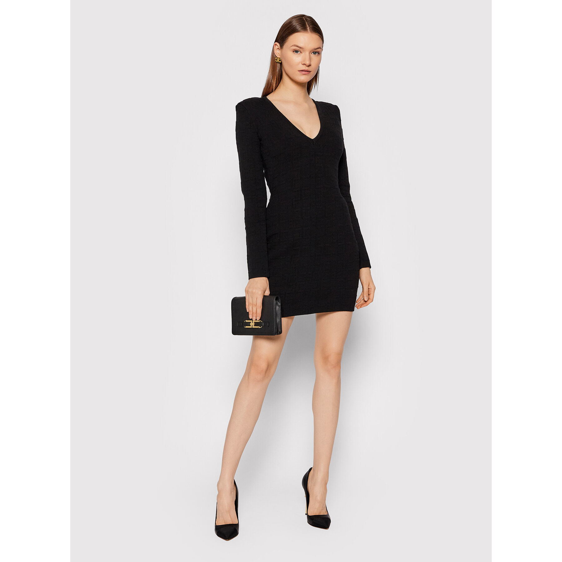 Elisabetta Franchi Úpletové šaty AM-26Q-16E2-V490 Černá Slim Fit - Pepit.cz