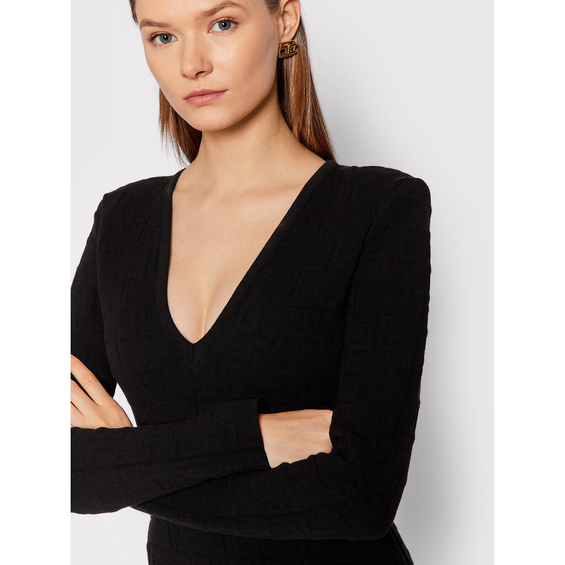 Elisabetta Franchi Úpletové šaty AM-26Q-16E2-V490 Černá Slim Fit - Pepit.cz