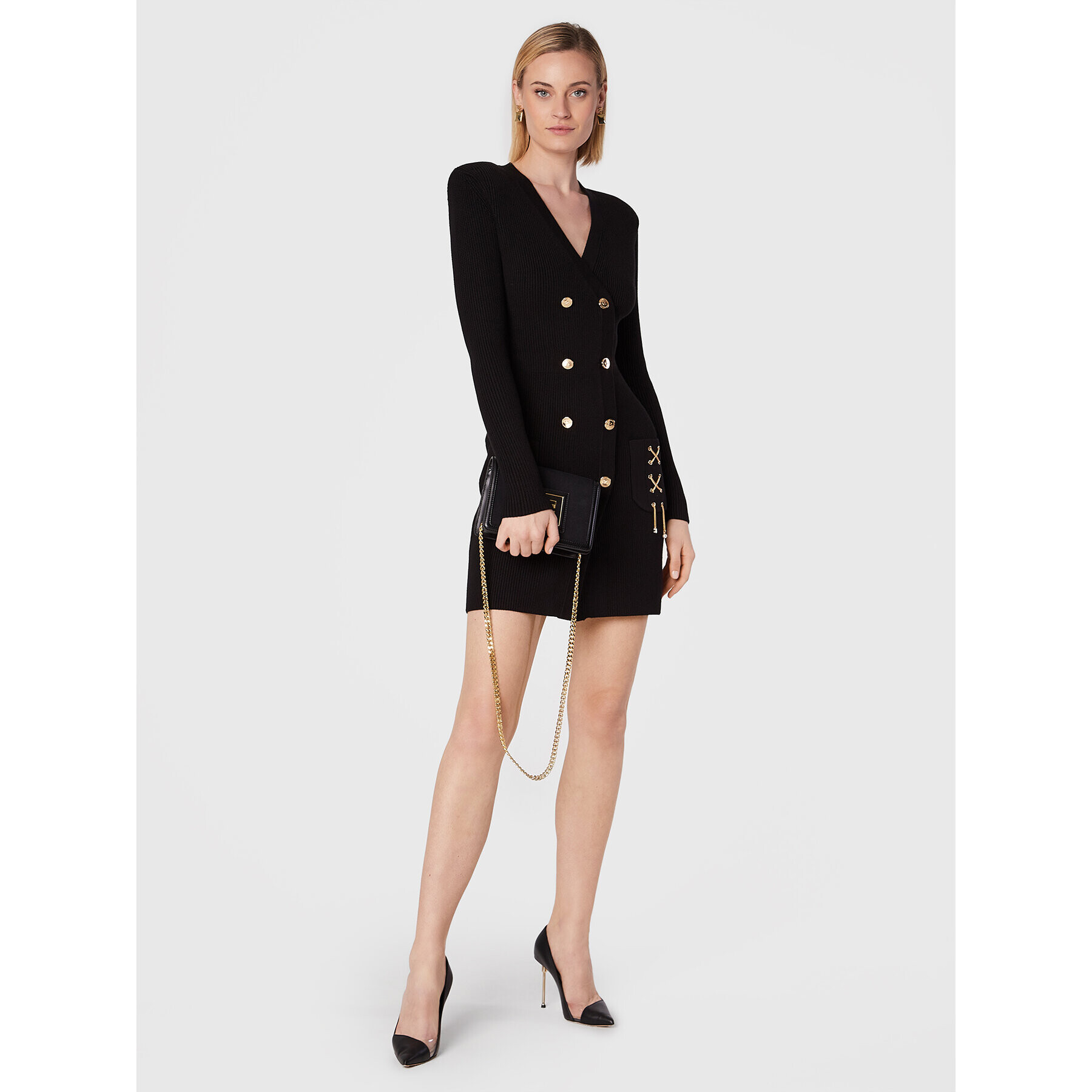 Elisabetta Franchi Úpletové šaty AM-61S-26E2-V500 Černá Slim Fit - Pepit.cz