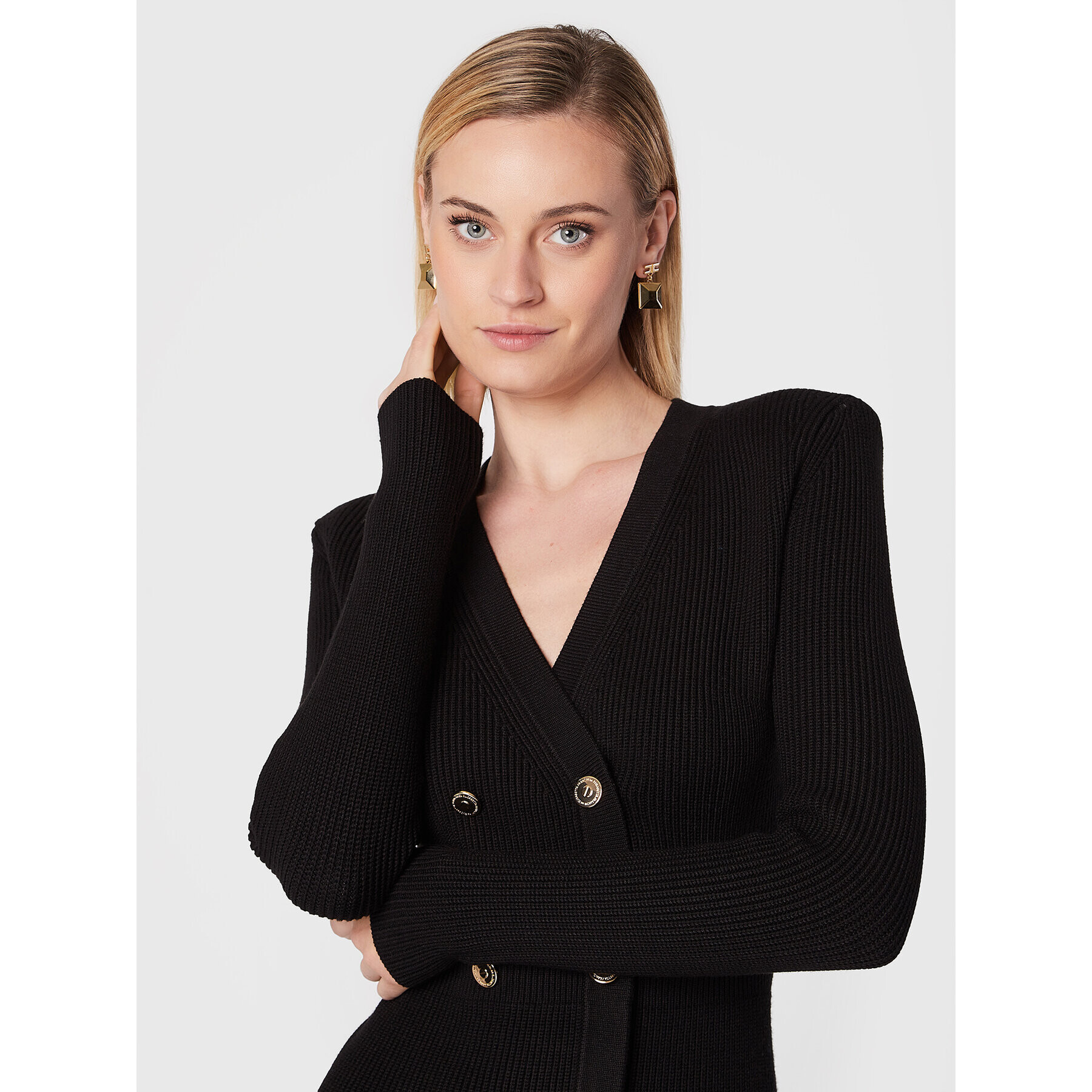 Elisabetta Franchi Úpletové šaty AM-61S-26E2-V500 Černá Slim Fit - Pepit.cz