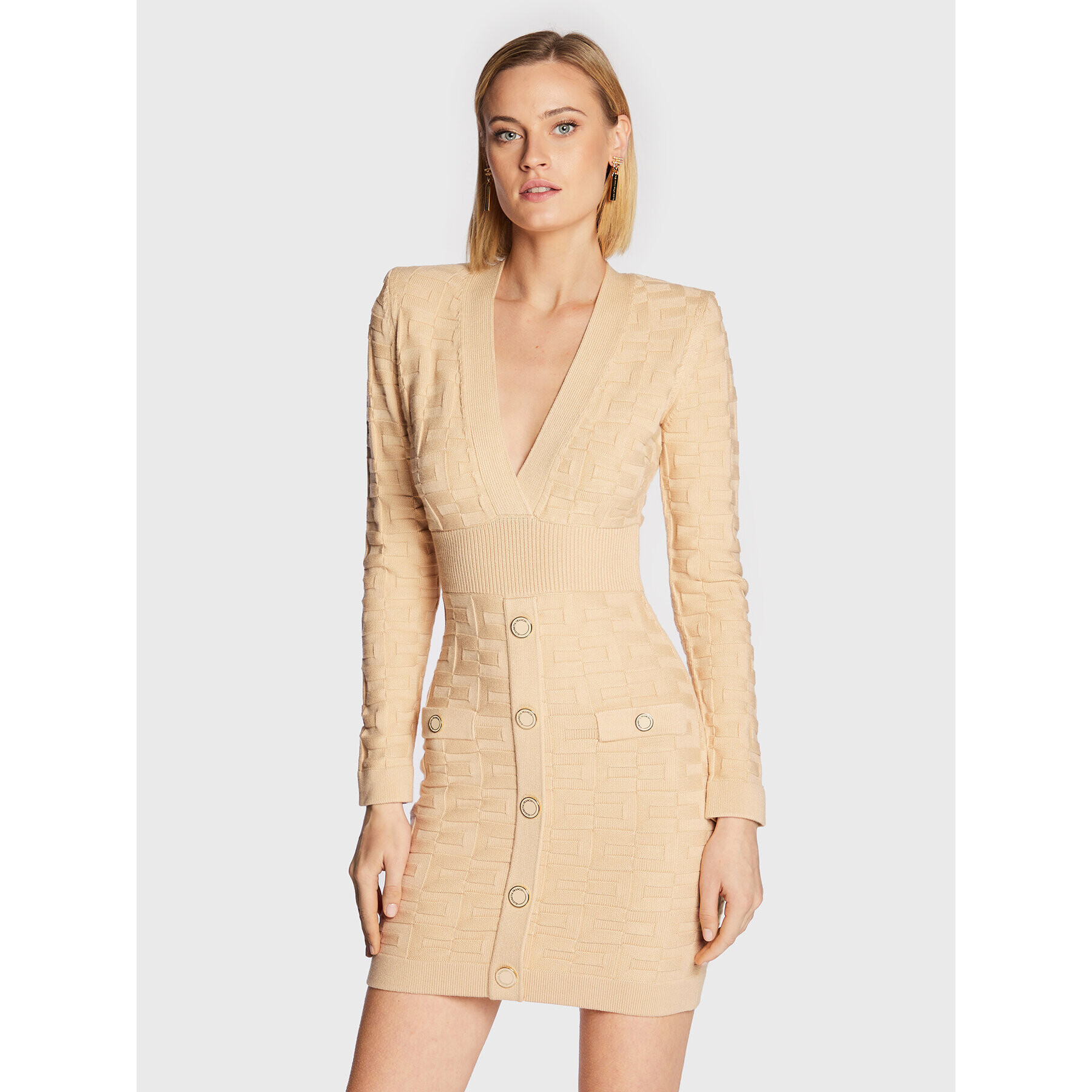 Elisabetta Franchi Úpletové šaty AM-73S-27E2-V420 Béžová Slim Fit - Pepit.cz