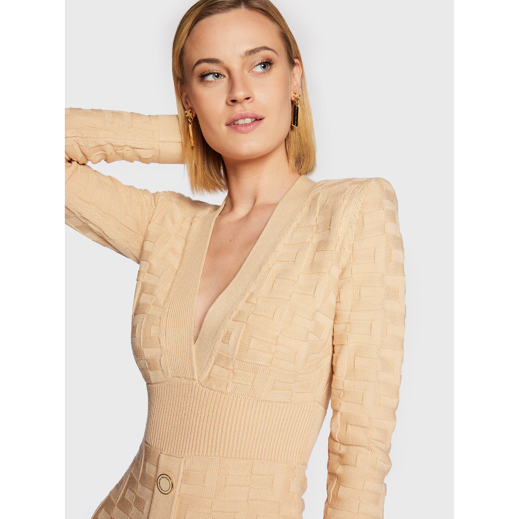 Elisabetta Franchi Úpletové šaty AM-73S-27E2-V420 Béžová Slim Fit - Pepit.cz