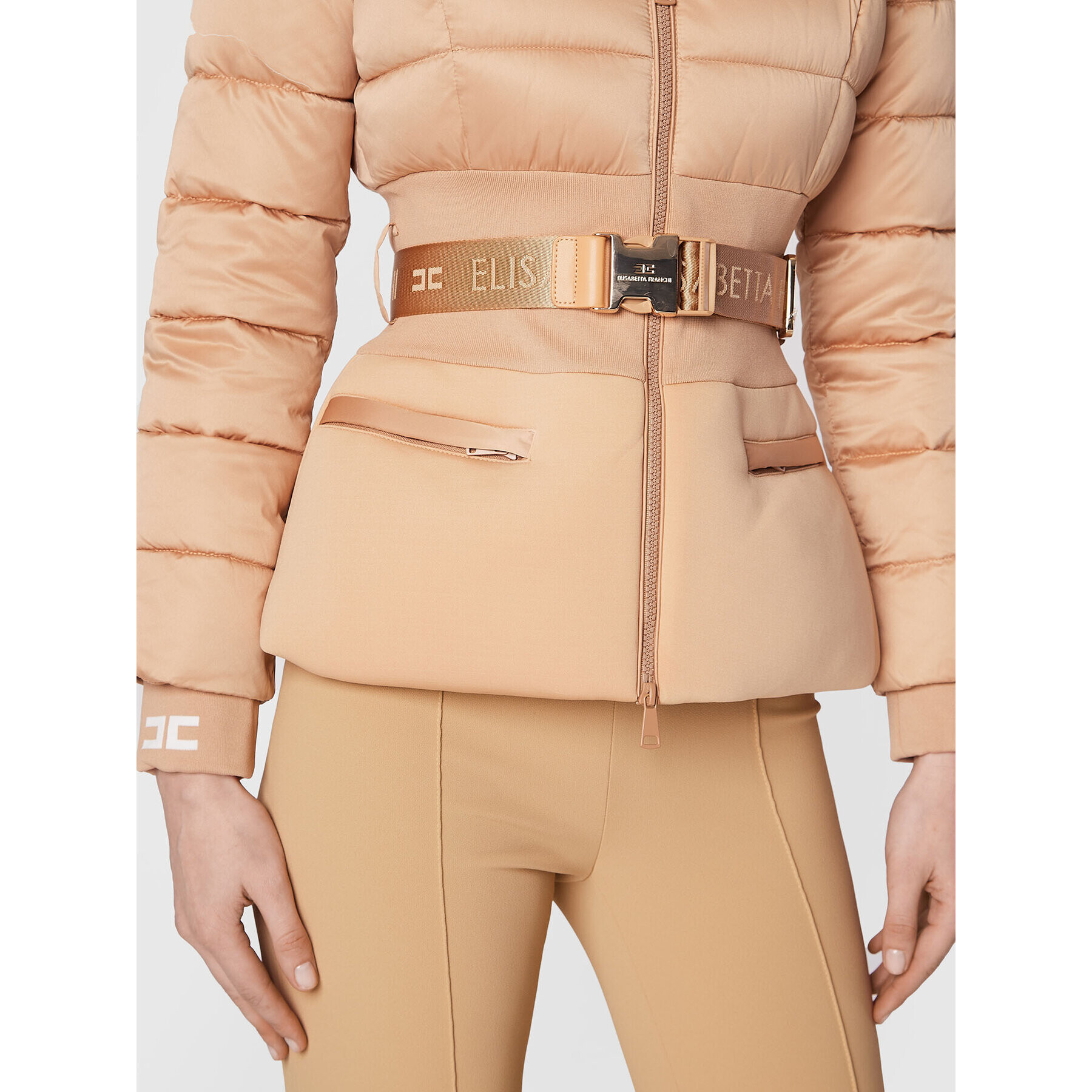 Elisabetta Franchi Vatovaná bunda PI-40H-26E2-V590 Béžová Slim Fit - Pepit.cz