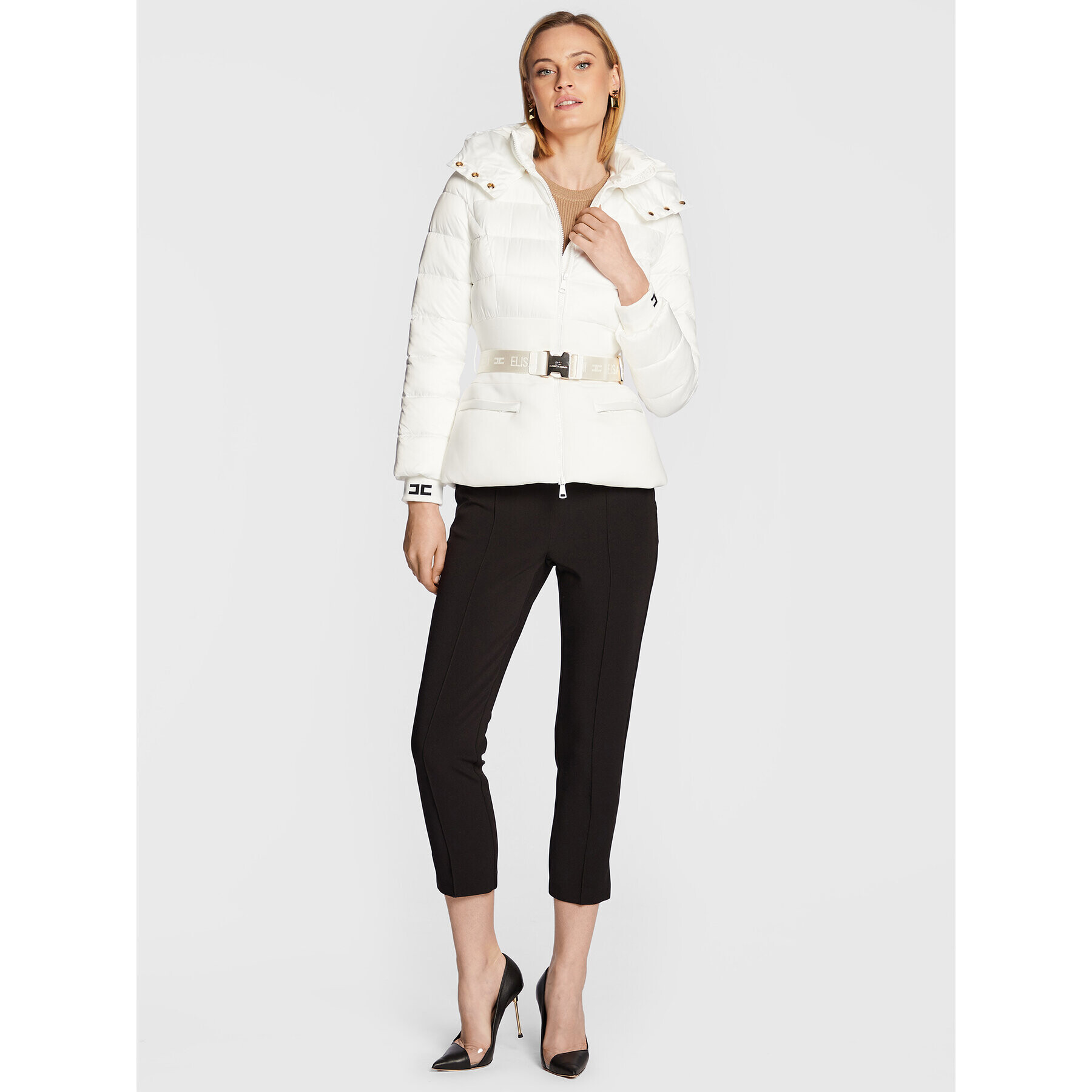 Elisabetta Franchi Vatovaná bunda PI-40H-26E2-V590 Bílá Slim Fit - Pepit.cz