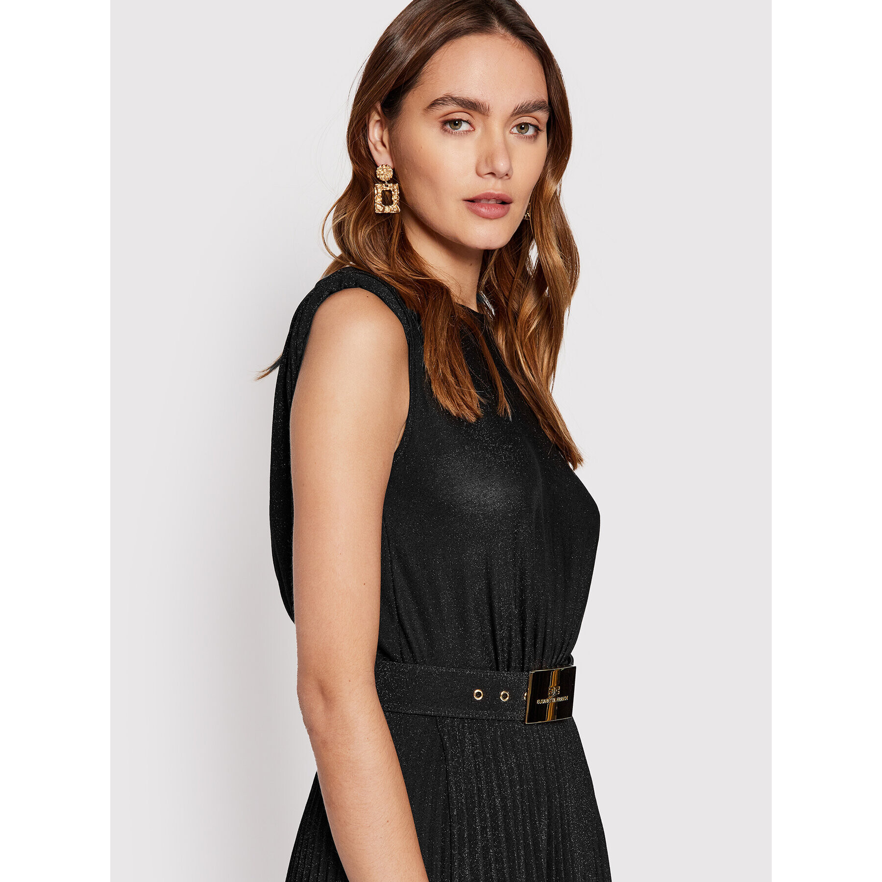 Elisabetta Franchi Večerní šaty AB-218-22E2-V540 Černá Slim Fit - Pepit.cz