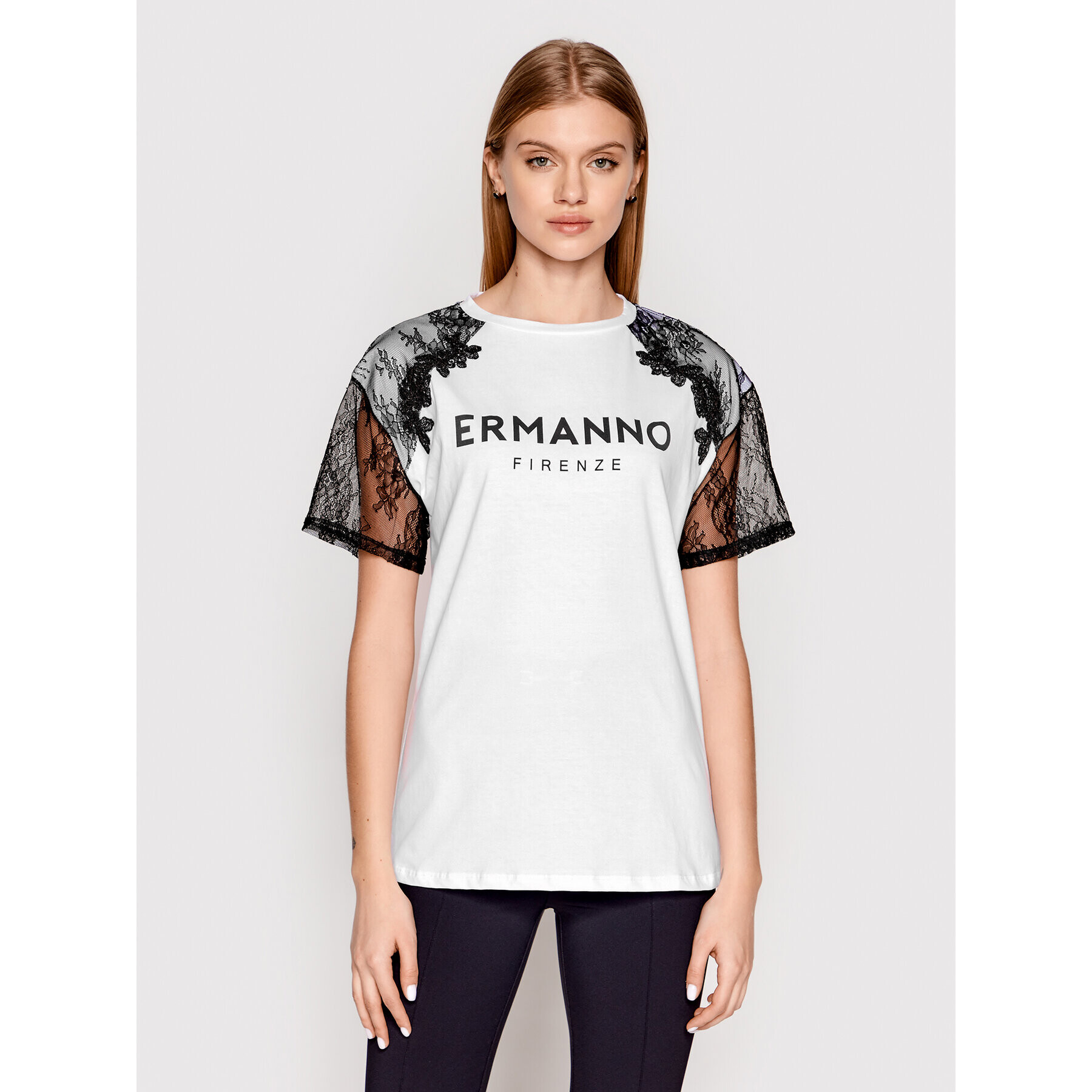 Ermanno Firenze T-Shirt D40EL046EE8 Bílá Regular Fit - Pepit.cz